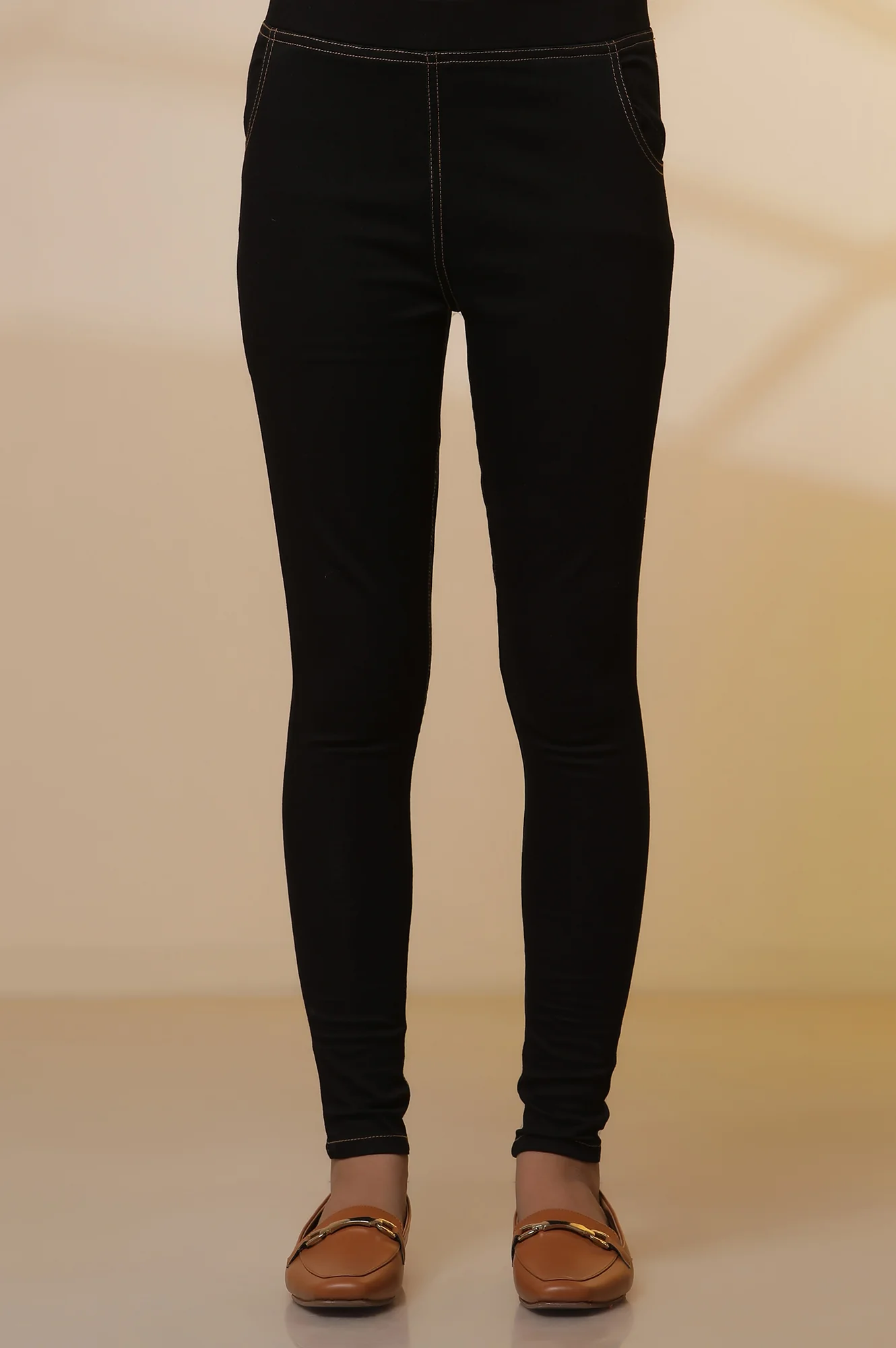 Purple Printed Sleeveless Top and Denim Jeggings Set - Image 7