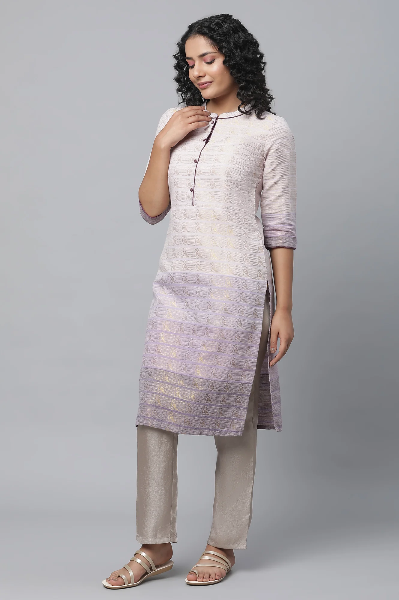 Purple Tozal Zari Dobby kurta - Image 3