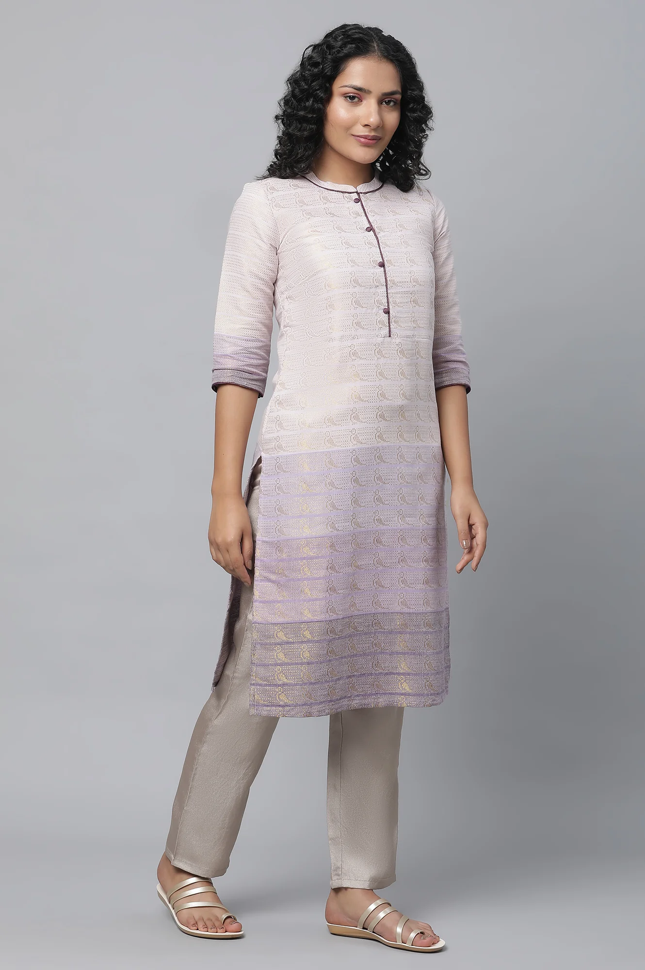 Purple Tozal Zari Dobby kurta - Image 4