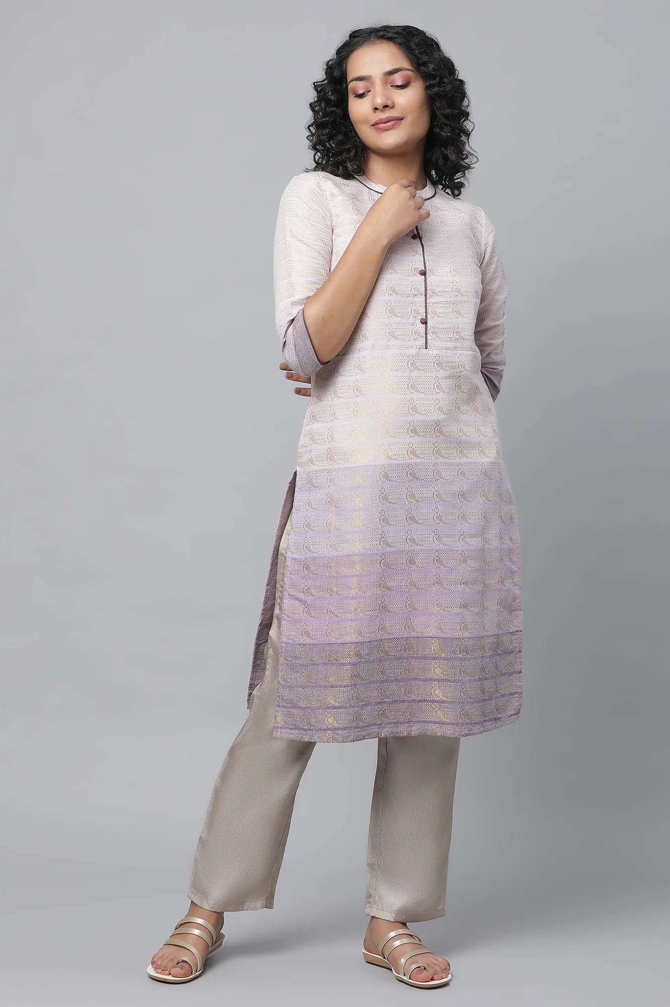 Purple Tozal Zari Dobby kurta - Image 5