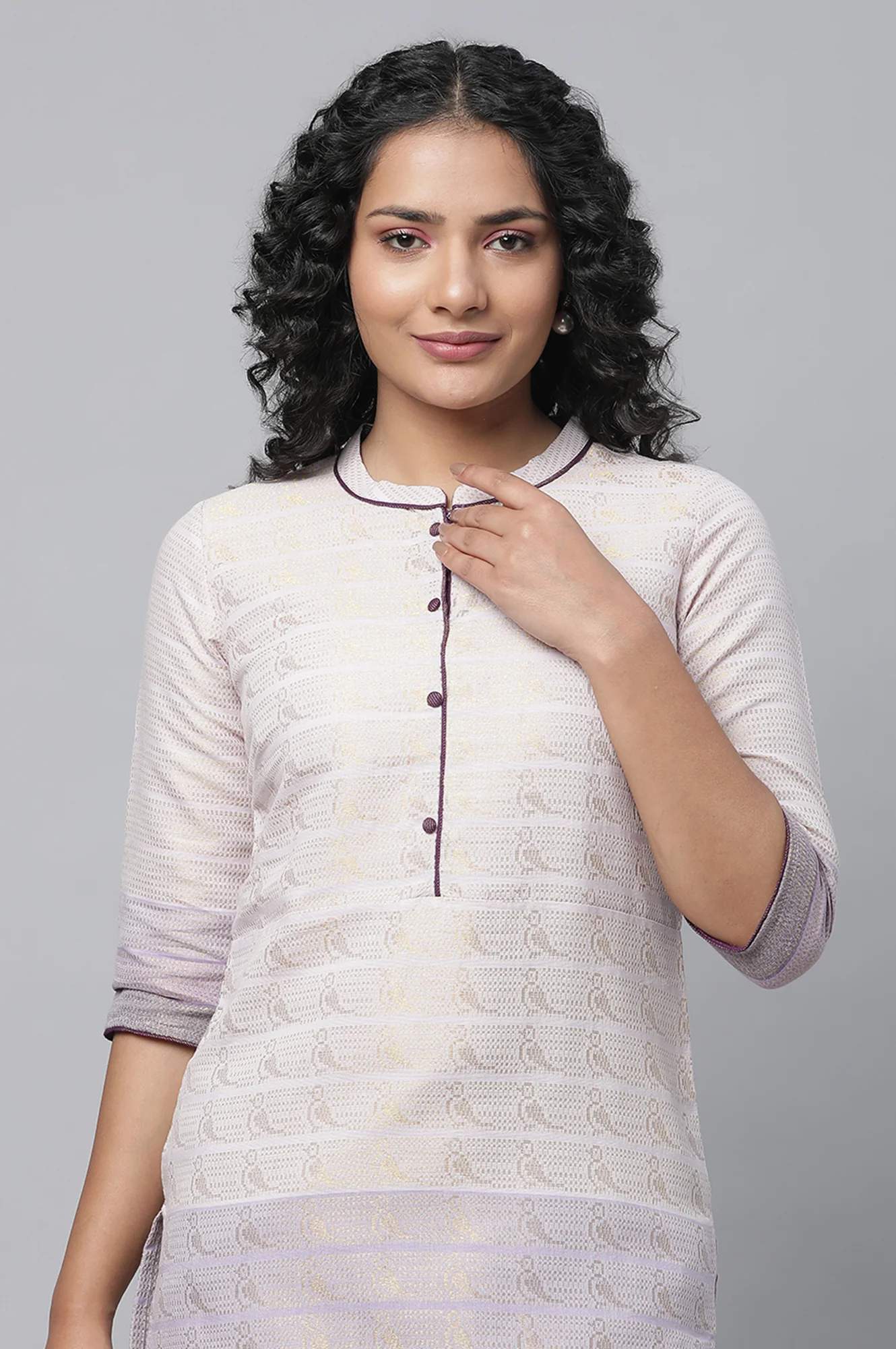 Purple Tozal Zari Dobby kurta - Image 6