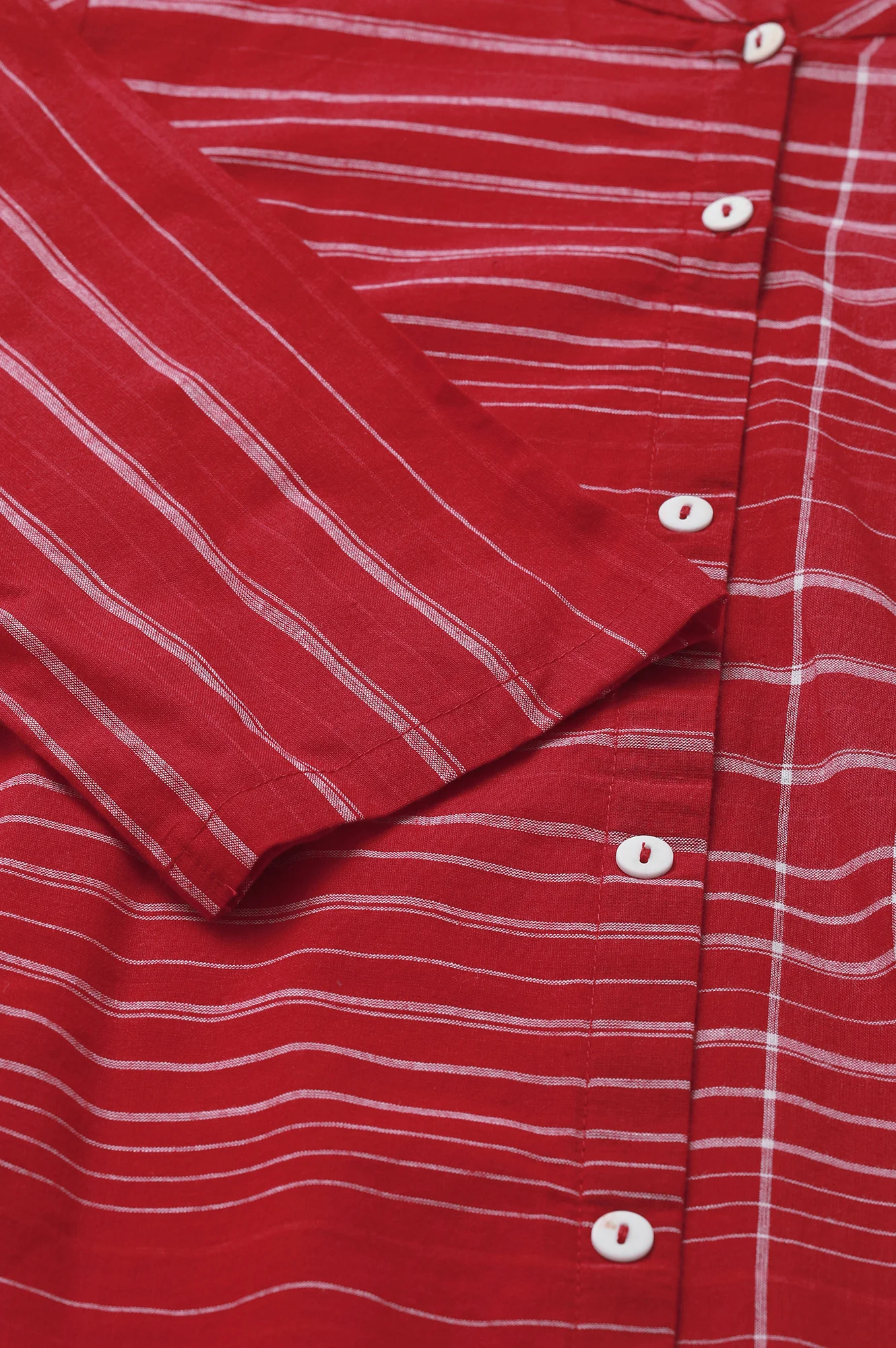 Red Asymmetric Placement Kurta - Image 7