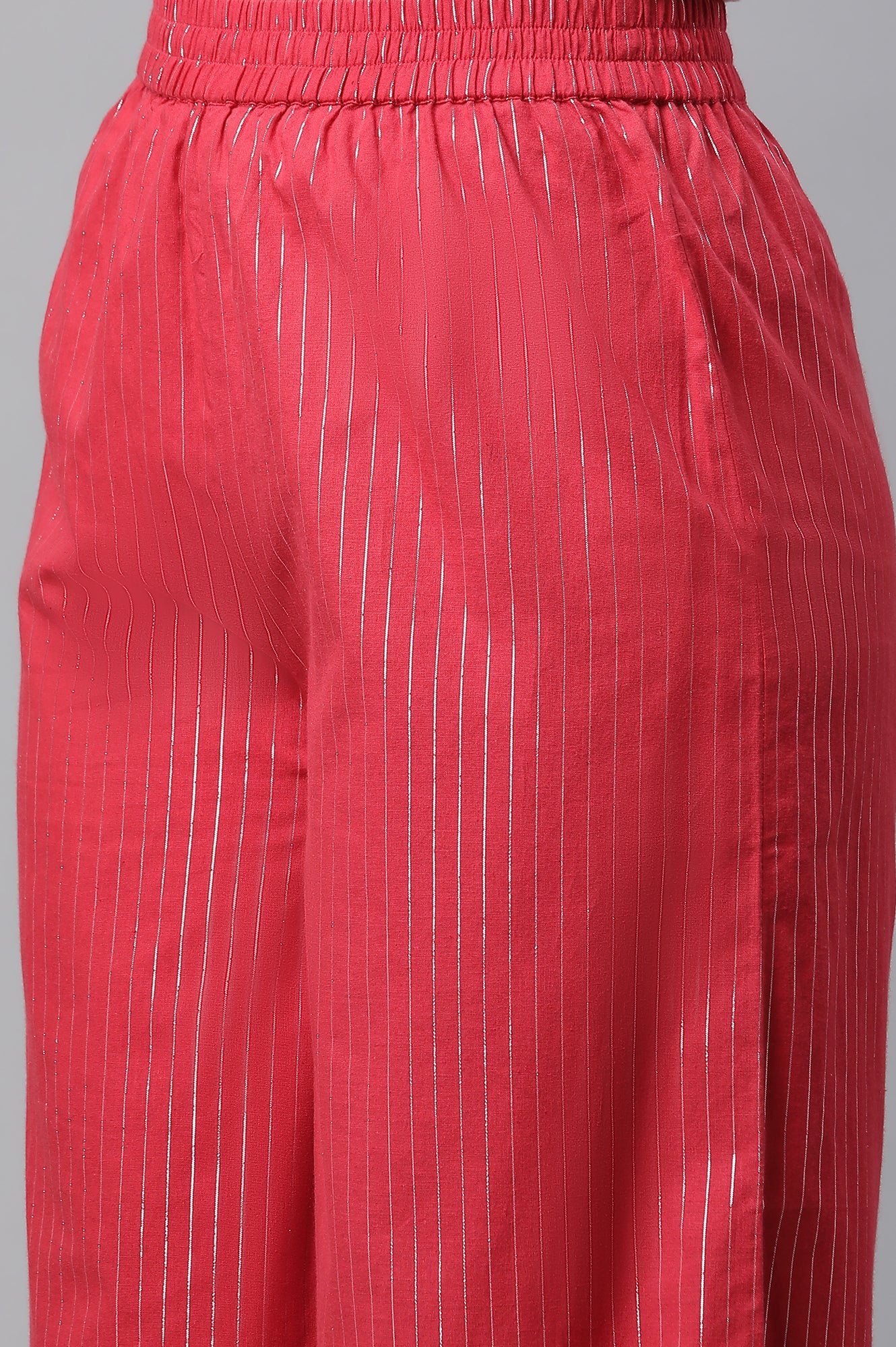 Red Asymmetrical Embroidered Kurta and Palazzo Set - Image 9