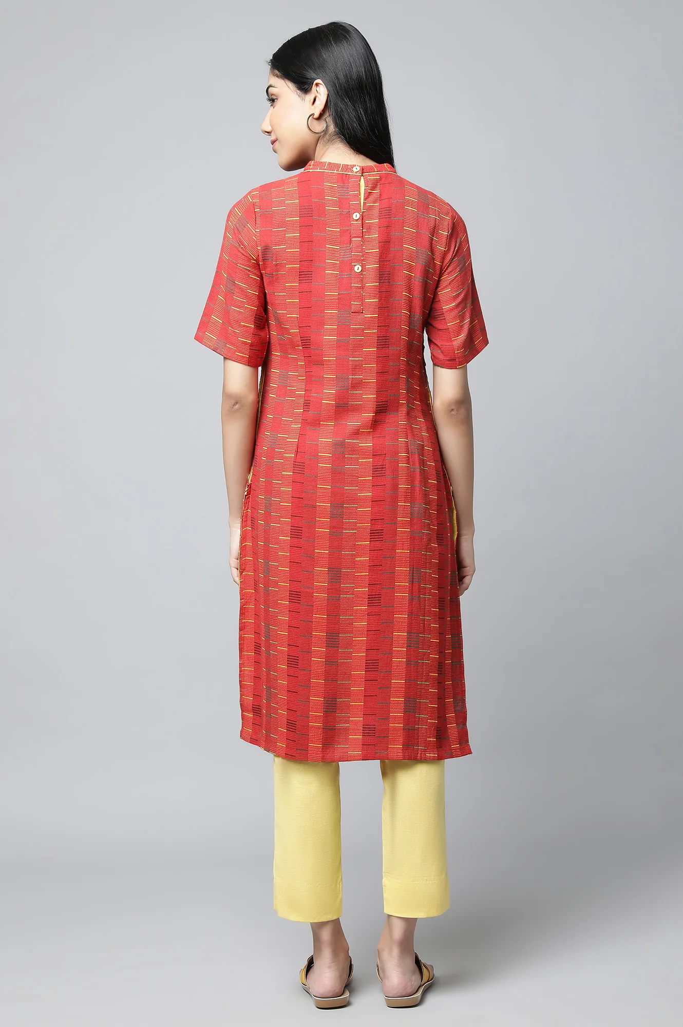 Red Cotton kurta & Trousers Set - Image 2