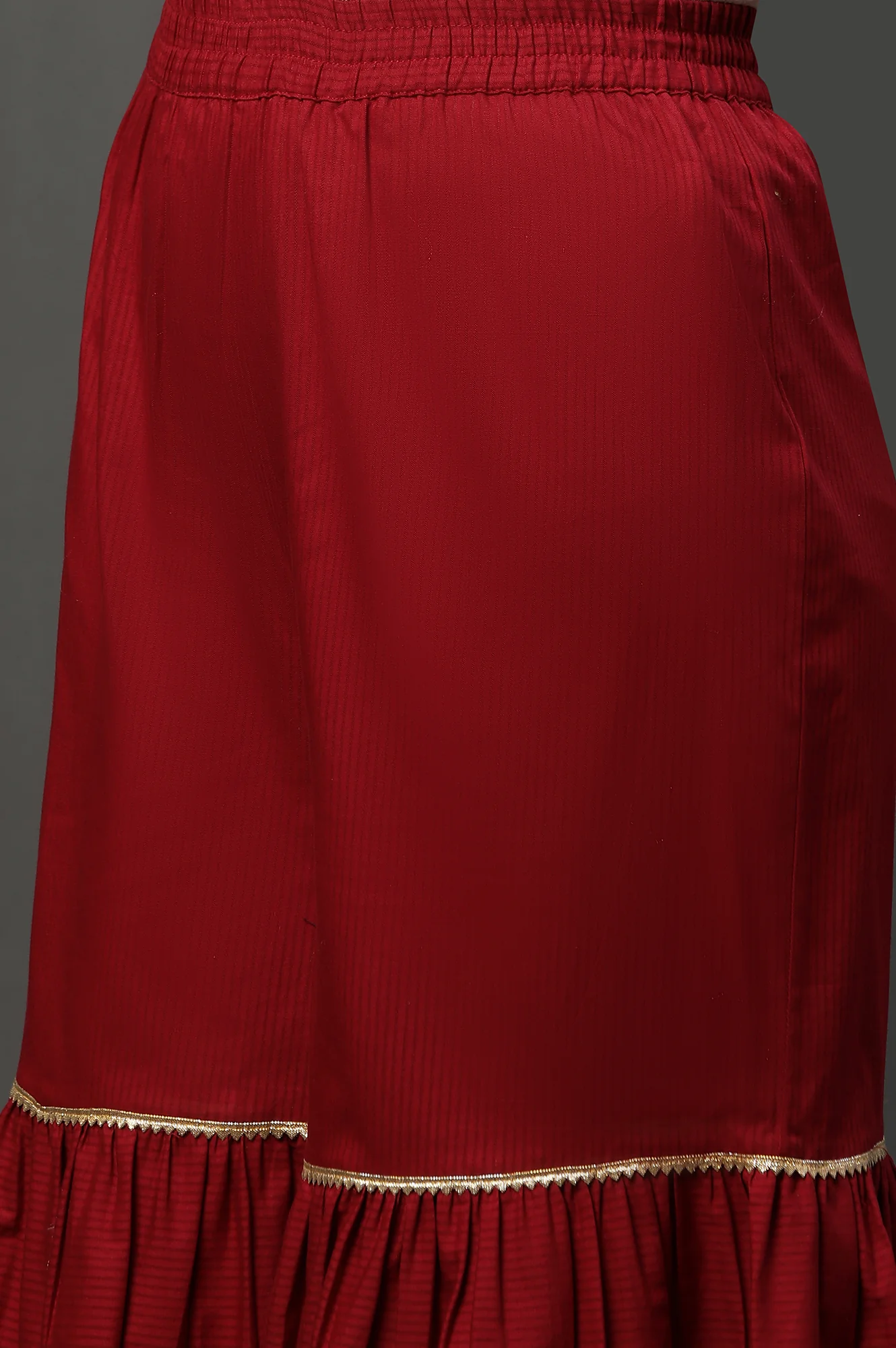 Red Embellished Short Kurta Sharara and Dupatta Set - Image 9