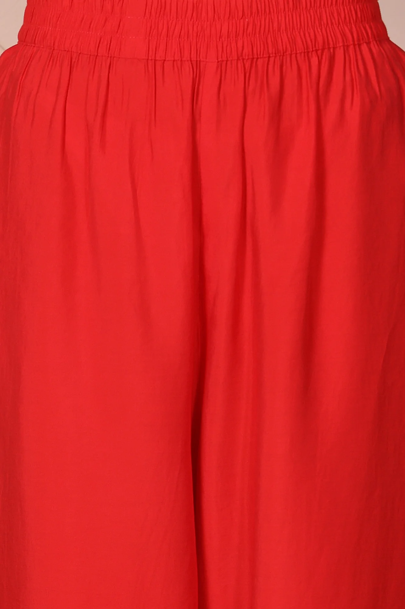 Red Mirror Work A-Line Kurta with Pant and Dupatta - Image 8