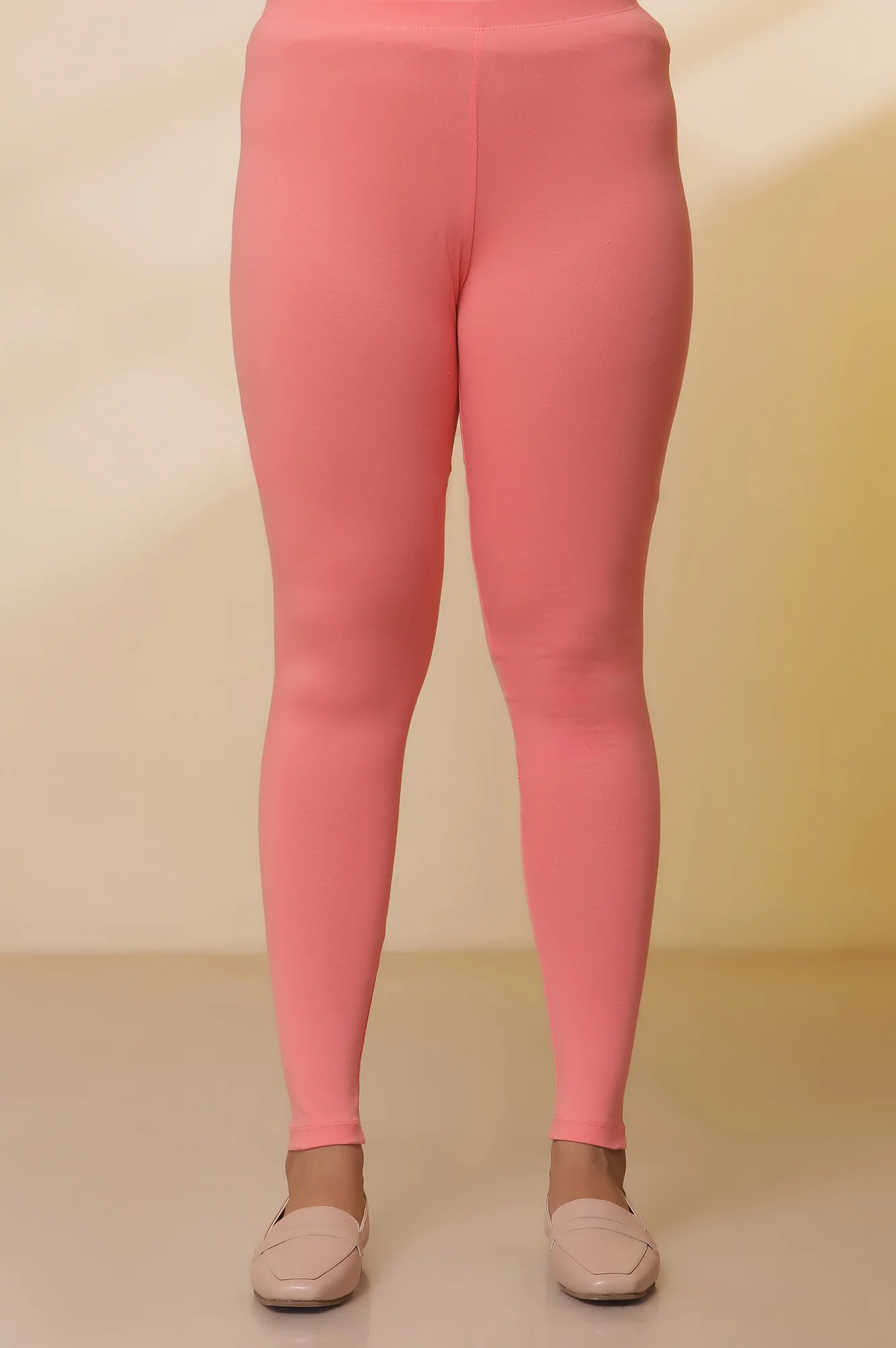 Shell Pink Checker Cotton Kurta, Tights and Dupatta Set - Image 8