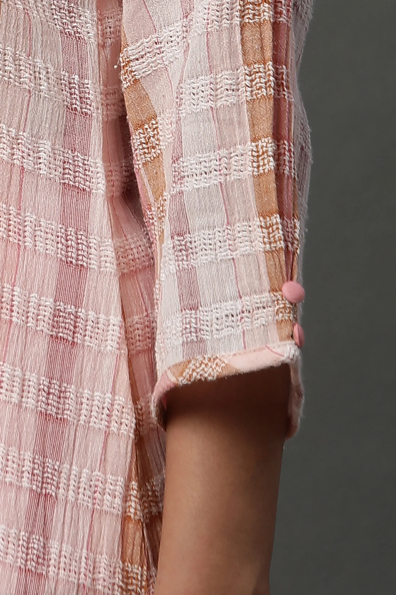 Shell Pink Printed Yarn-Dyed Kurta - Image 8