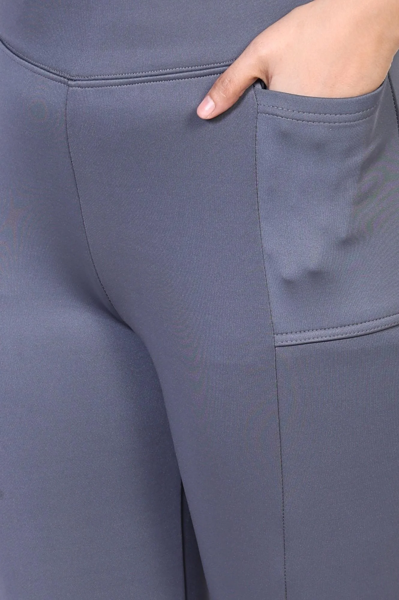 Sky Blue Solid Flared Rayon Tights - Image 7