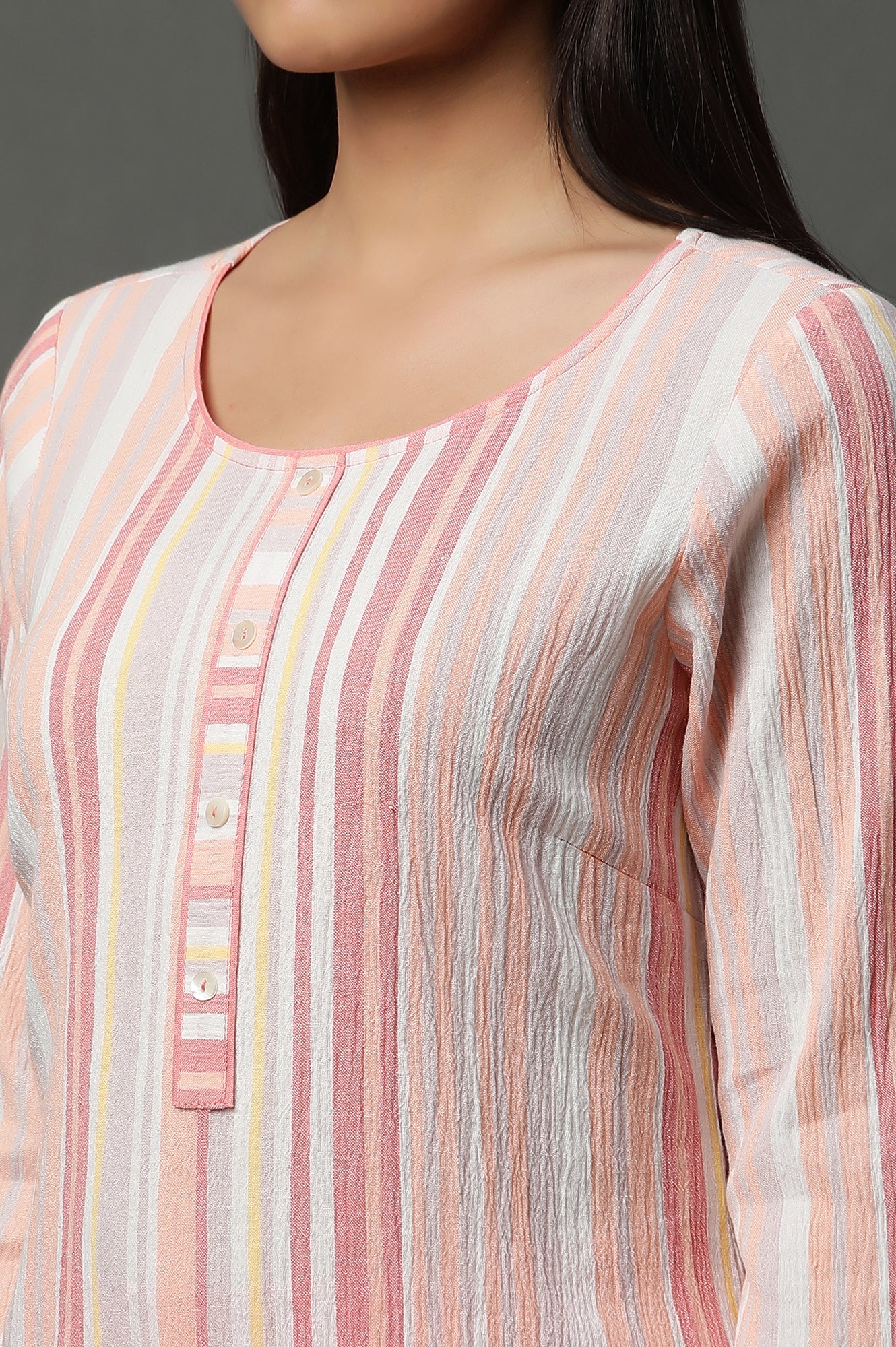 Soft Multi-coloured Textured Dobby Crepe Kurta - Image 8