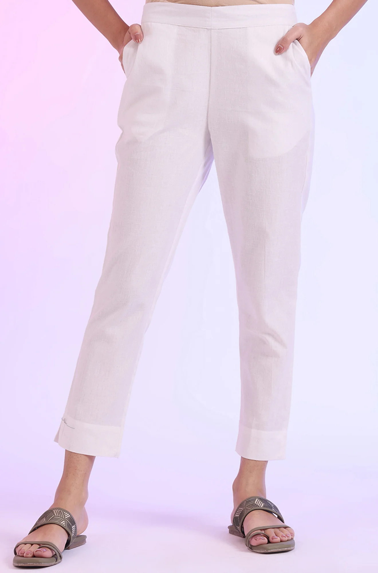 Solid Cotton Blend Palazzos - Image 2