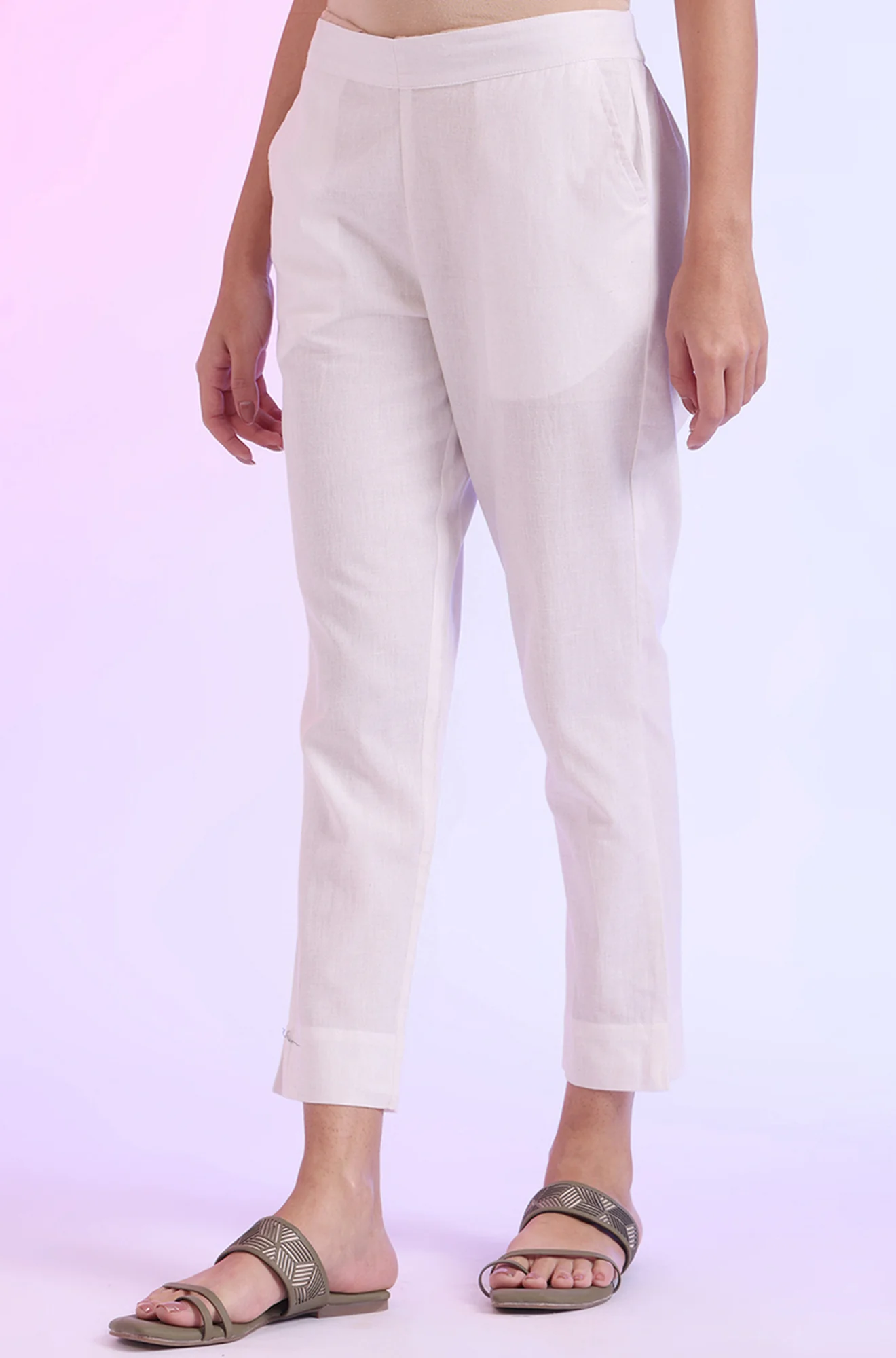 Solid Cotton Blend Palazzos - Image 4