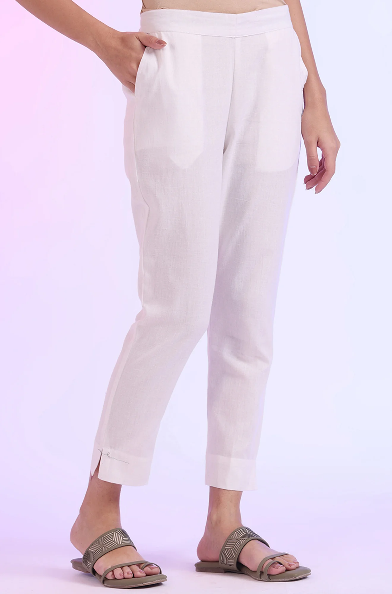 Solid Cotton Blend Palazzos - Image 6