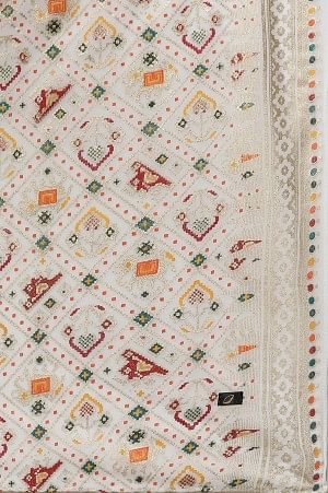 White Anarkali Kurta, Tights and Dupatta Set - Image 10