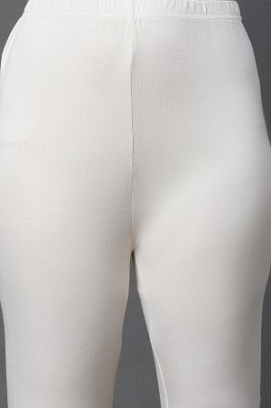 White Anarkali Kurta, Tights and Dupatta Set - Image 8