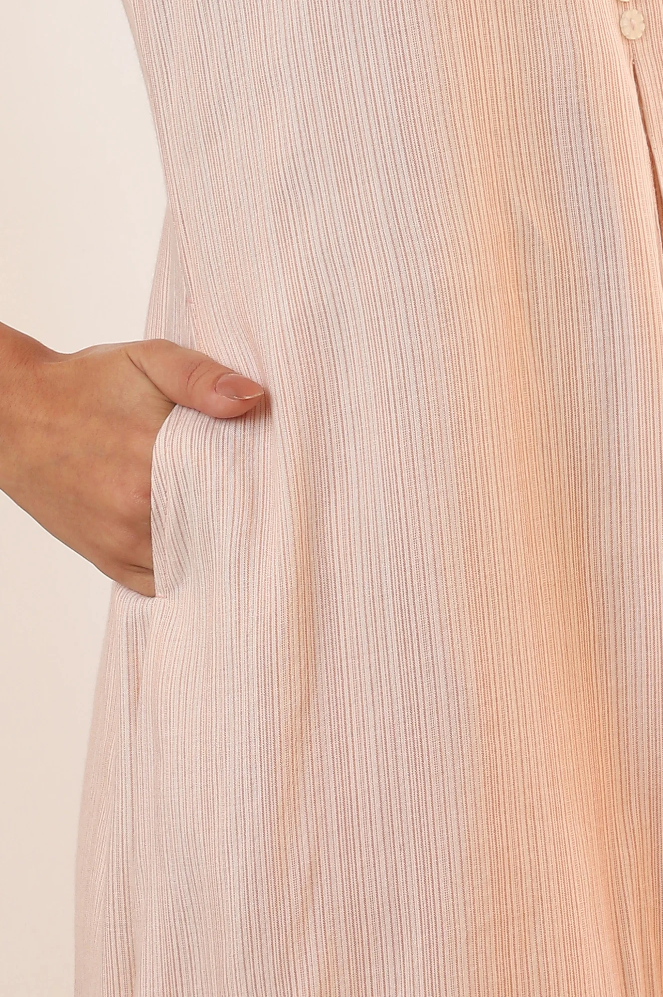 White and Brown Striped Yarn Dyed Flared Kurta - Image 8