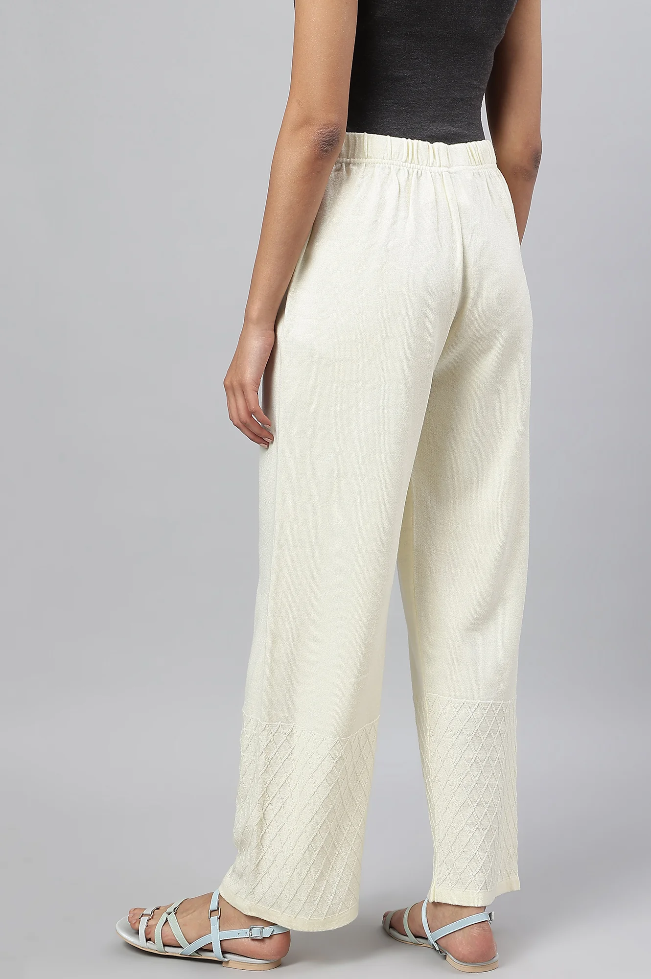 White Ankle Length Straight Winter Palazzo - Image 4