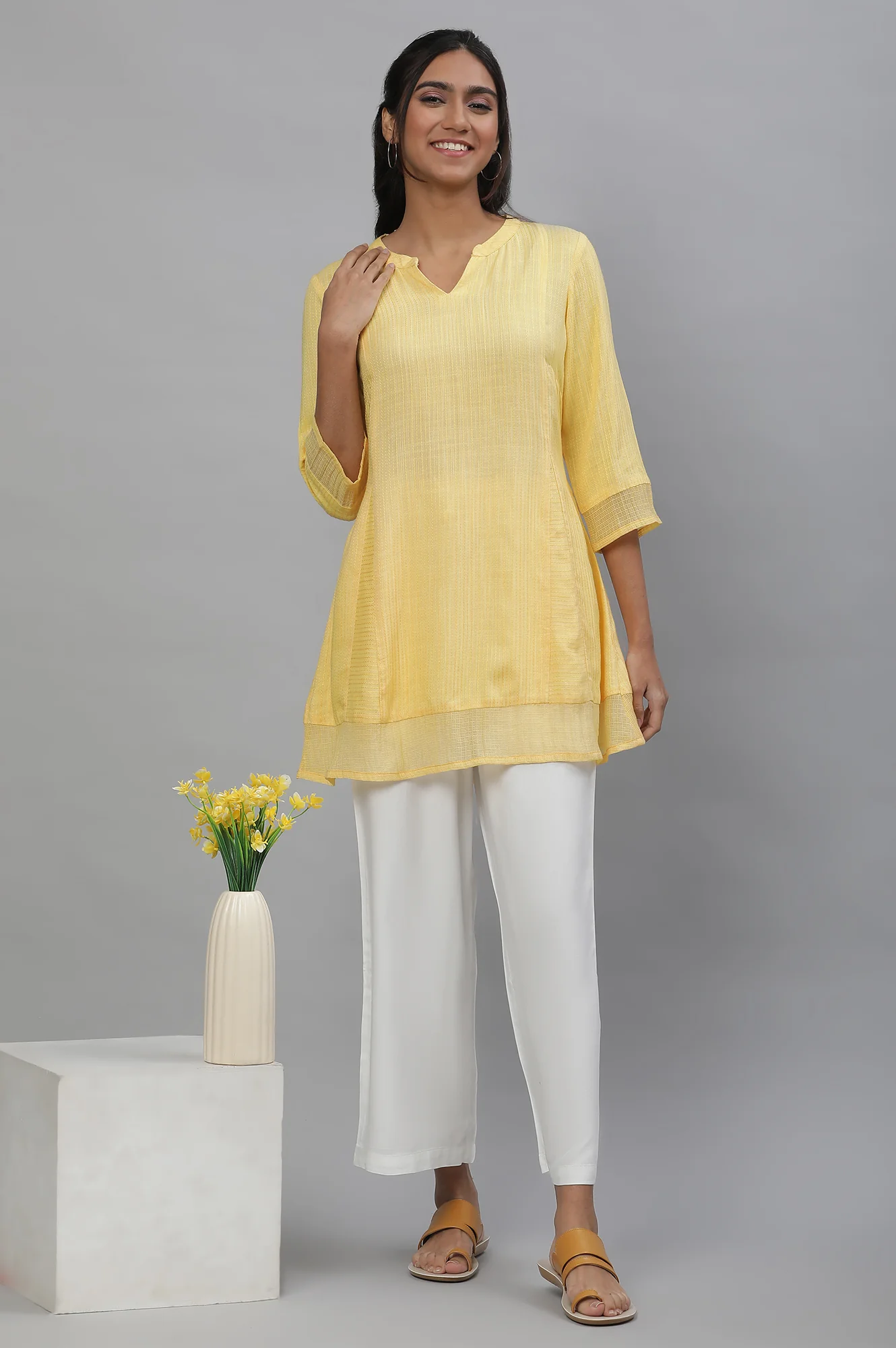 White Casual Comfy Pants with Front Drawstrings - Image 5