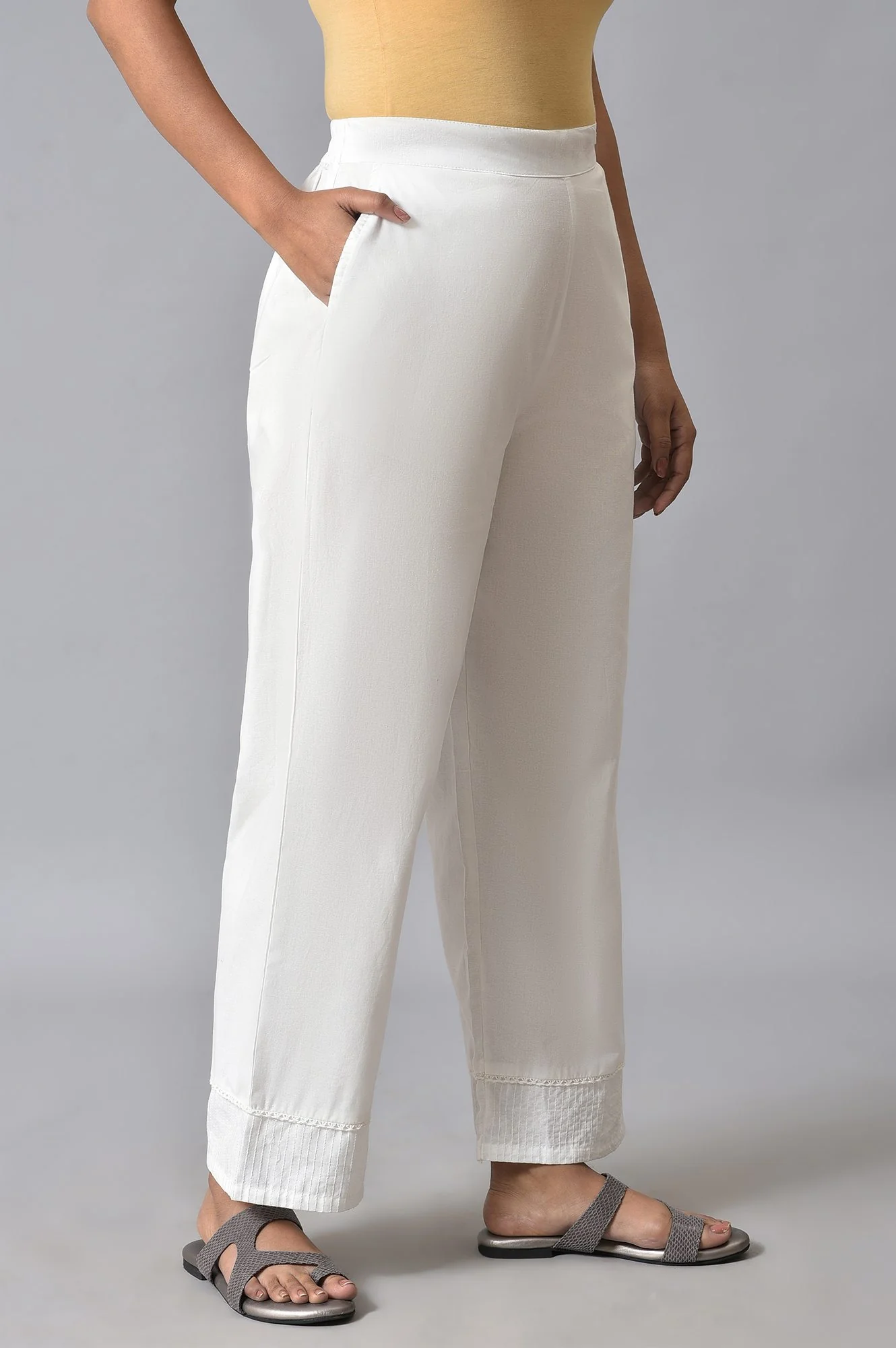 White Flared Kurta and Palazzo Set - Image 5