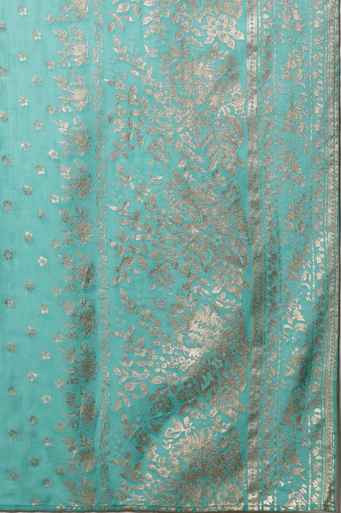 White Floral Printed High-Slit Kurta, Pleated Skirt and Dupatta Set - Image 10
