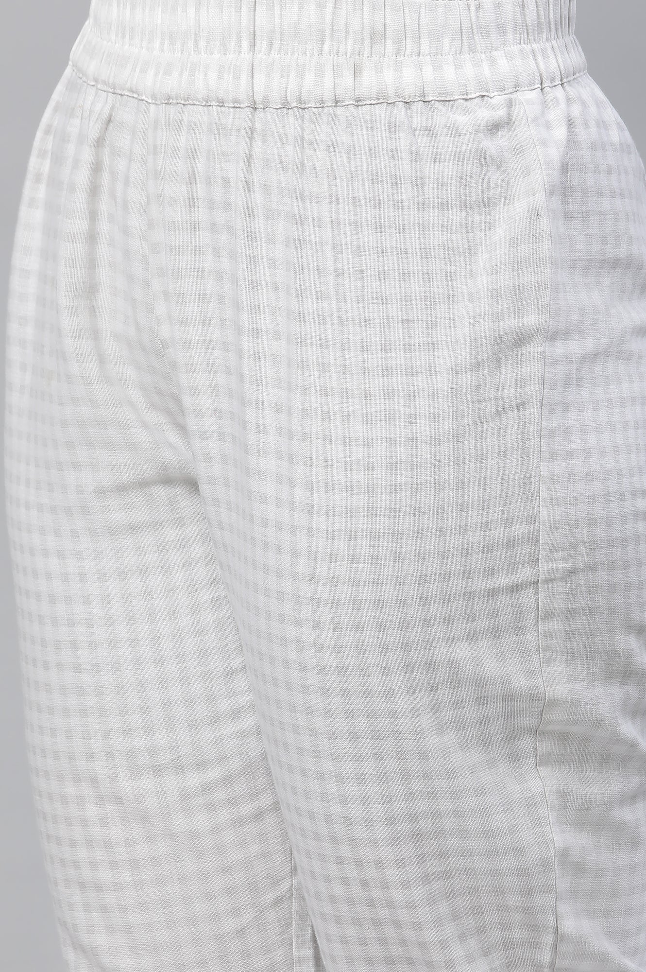 White Seer Sucker Kurta and Pants Co-ord Set - Image 12