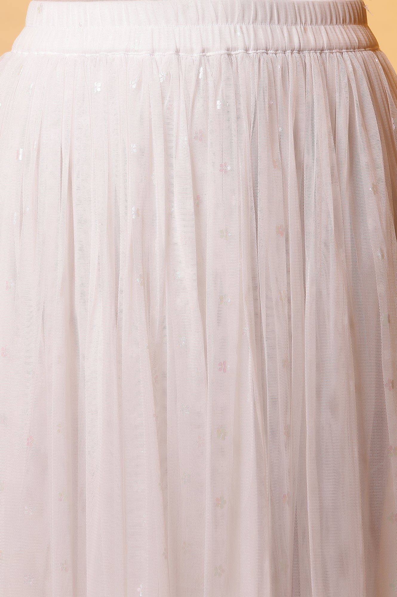 White Floral Short Kurta, Skirt and Dupatta Set - Image 8