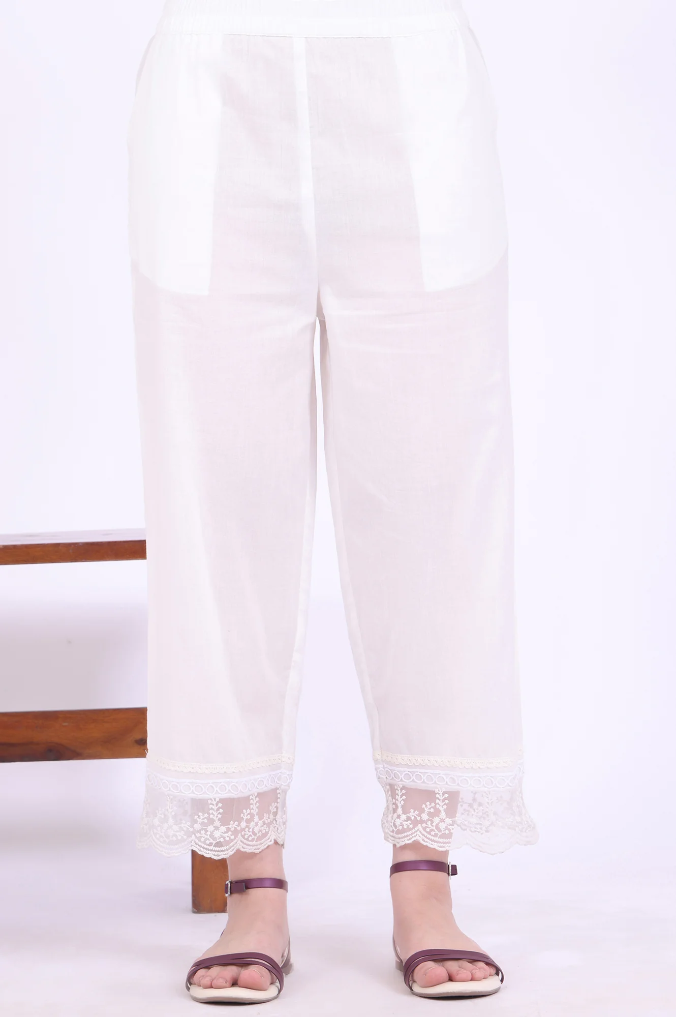 White Printed Gillet Straight Kurta with Palazzo & Dupatta Set - Image 10