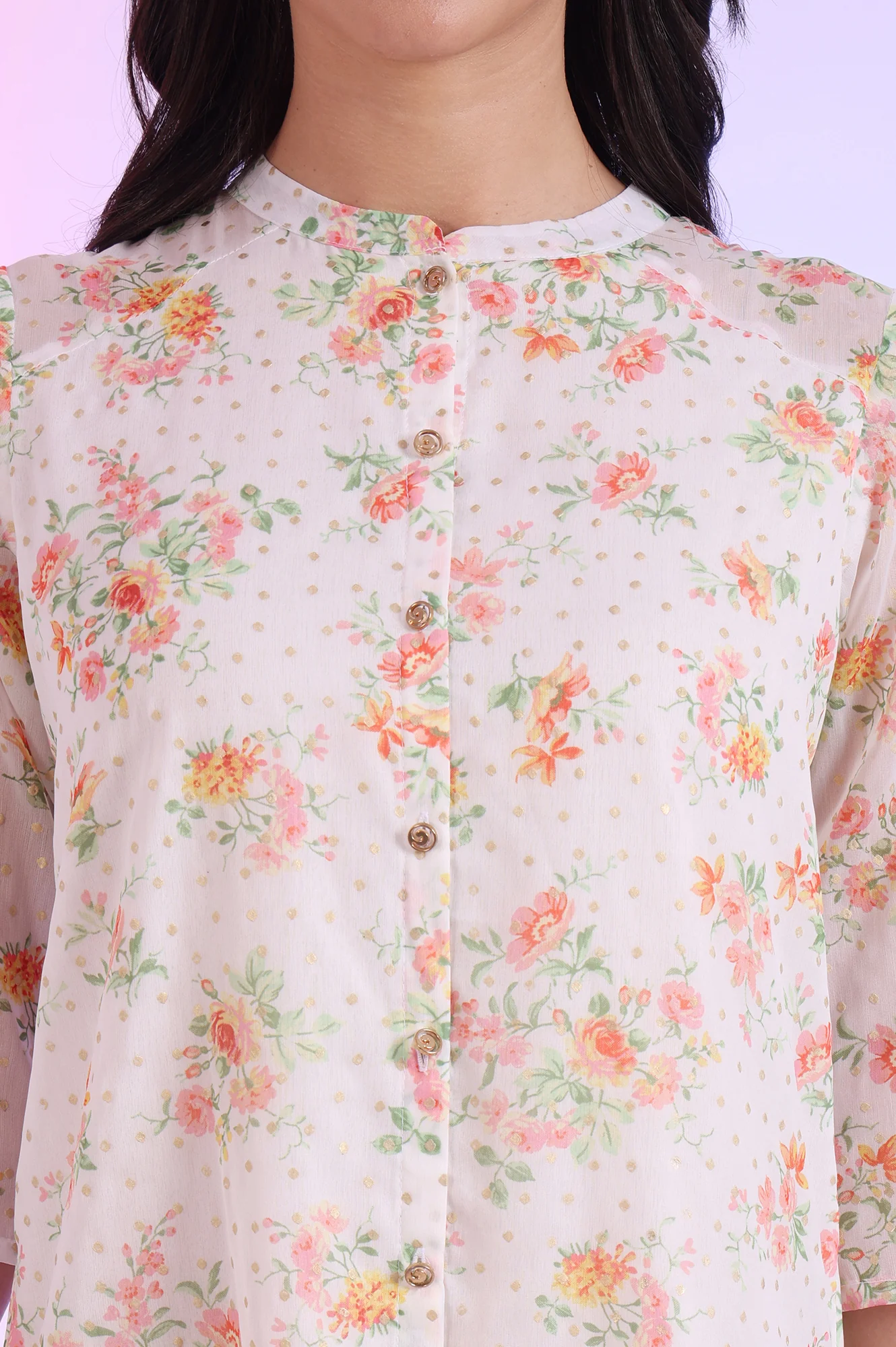 White Printed Straight Kurti - Image 5