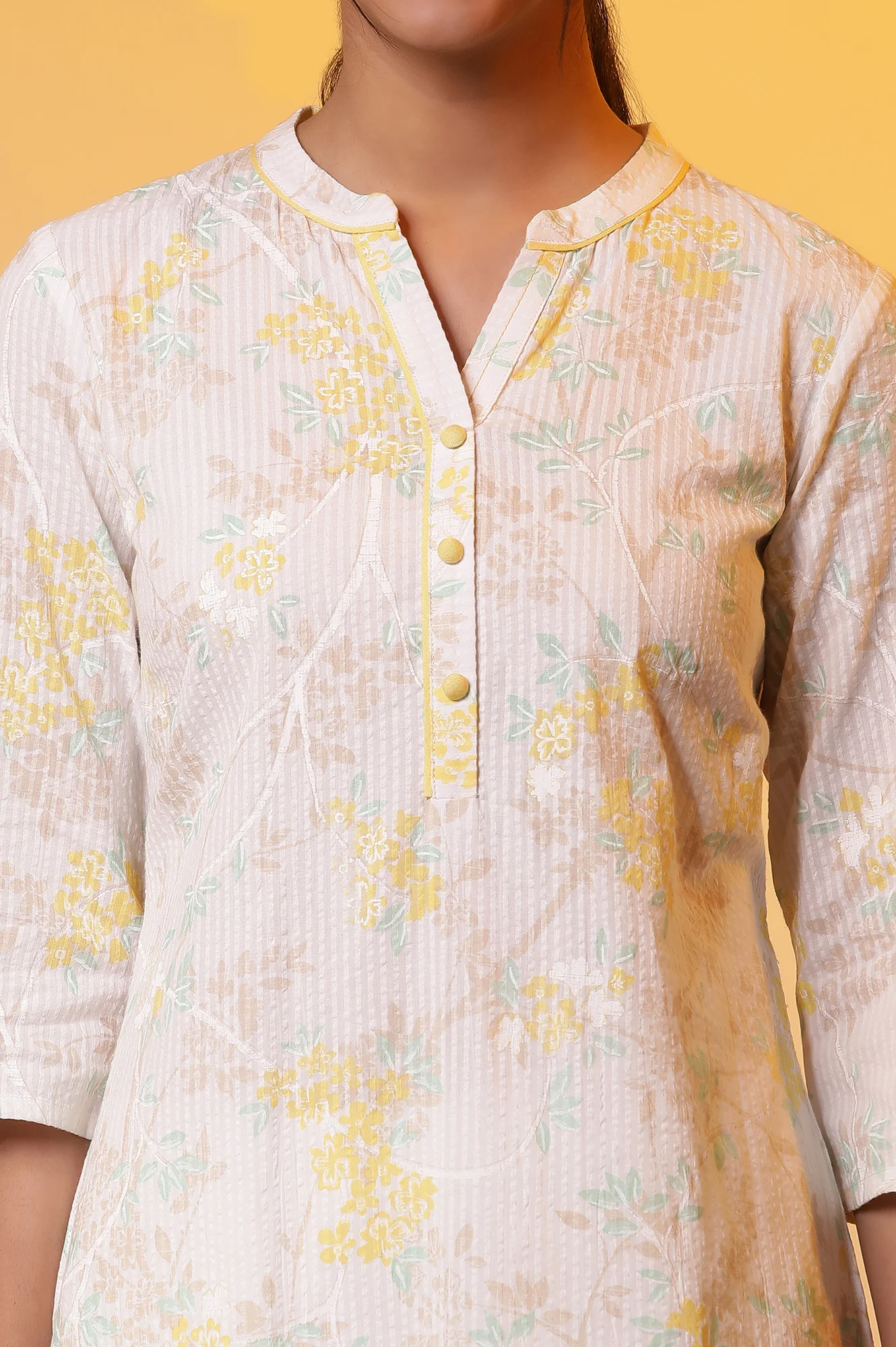 White Pure Cotton Straight Kurta and Palazzo Set - Image 2