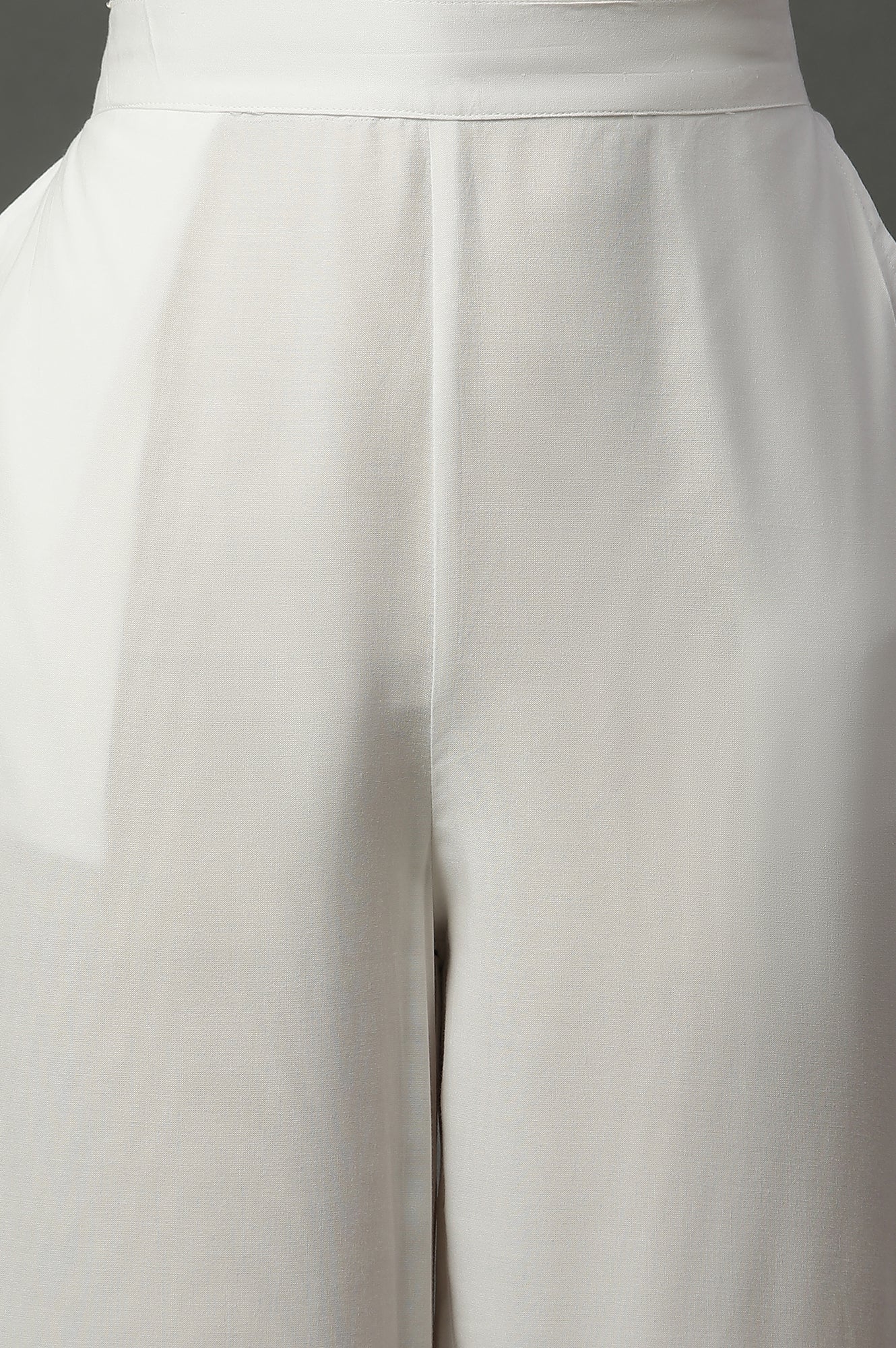 White Schiffli Embroidered Narrow Palazzo - Image 6