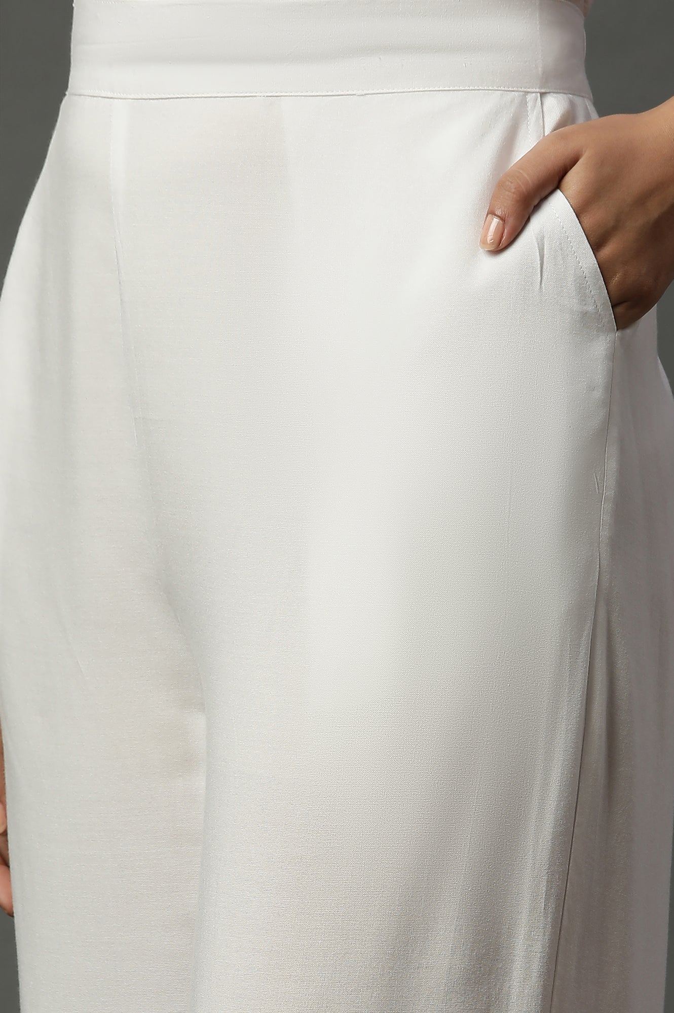 White Schiffli Embroidered Narrow Palazzo - Image 7