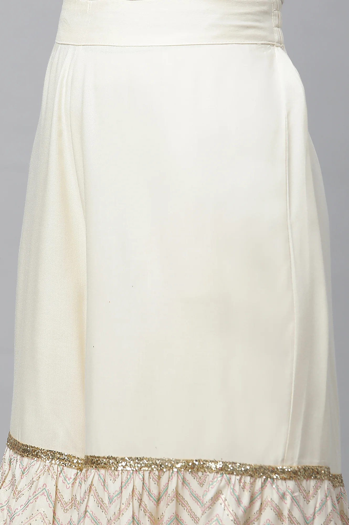 White Single Tier Liva Sharara - Image 8