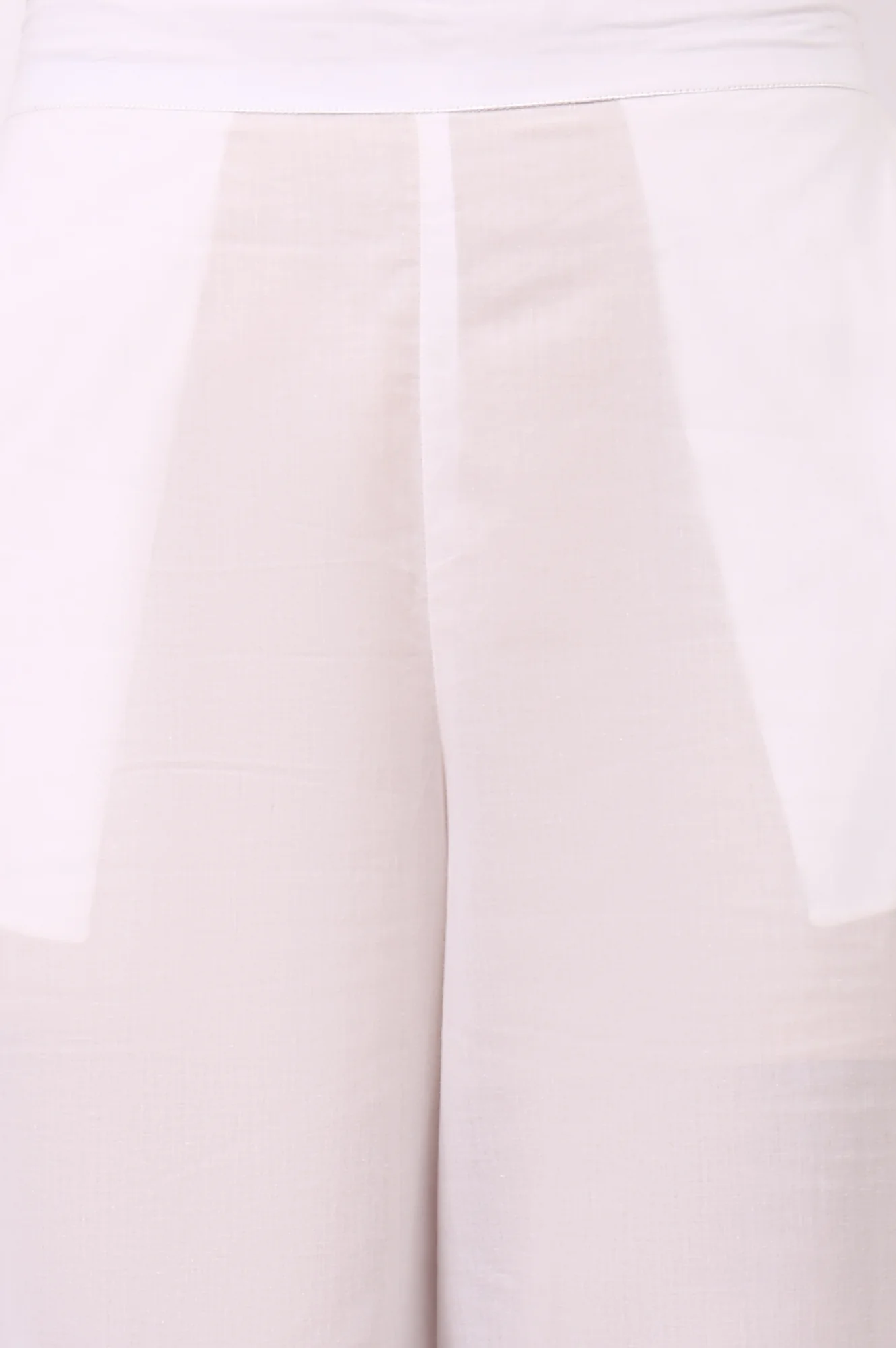 White Solid Pure Cotton Parallel Pant with Lace Hemline - Image 6