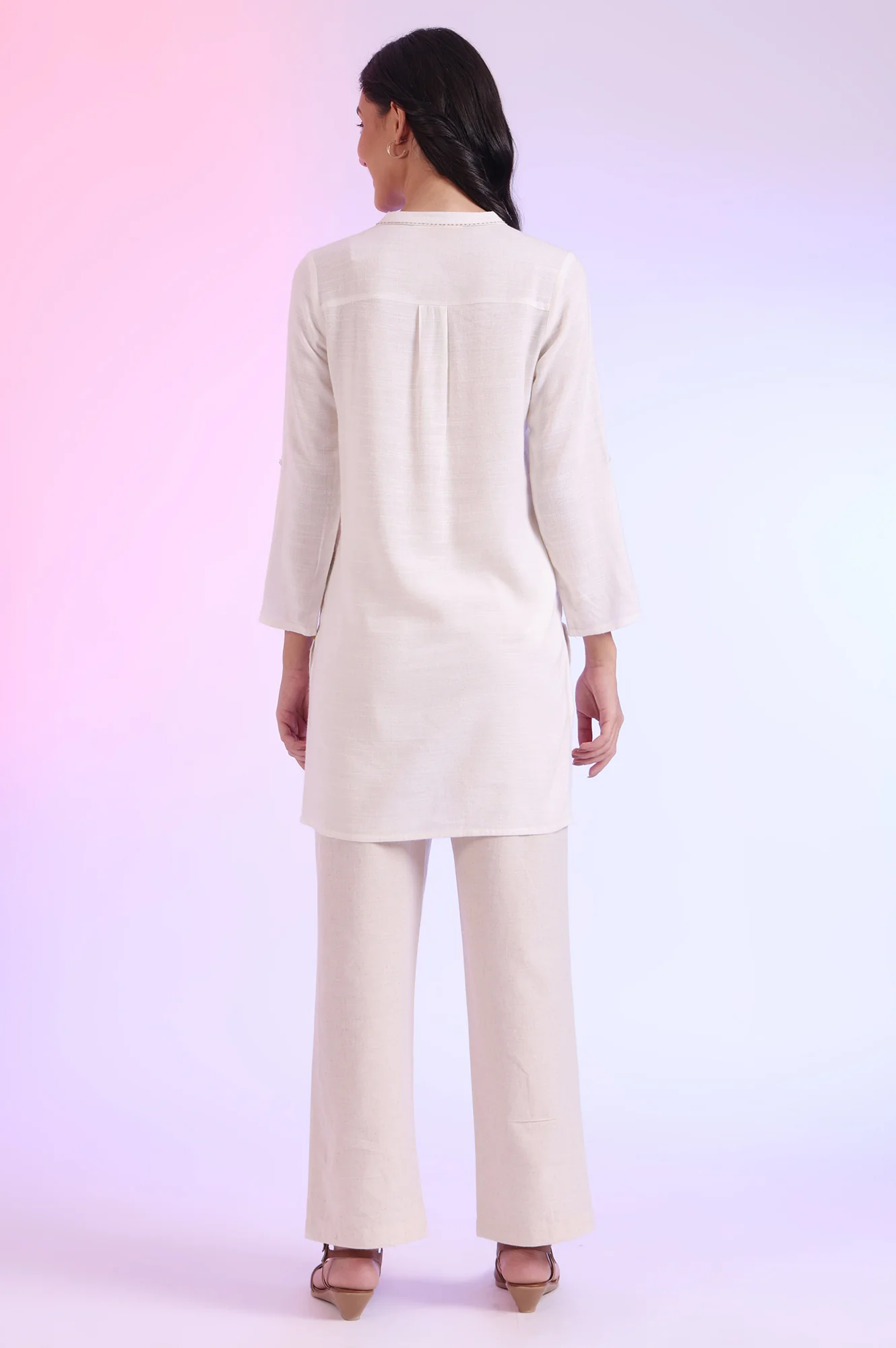 White Solid Straight Pure Cotton Kurti - Image 6
