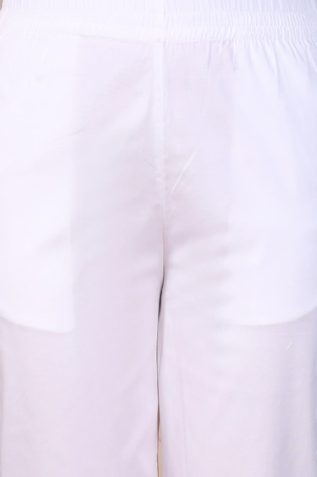 White Straight Fit Cotton Blend Slim Pants - Image 6