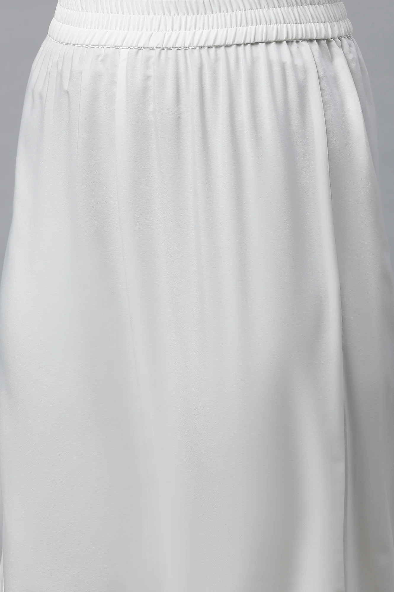 White Solid Straight Fit Woven Palazzo With Elasticated Waist - Image 7