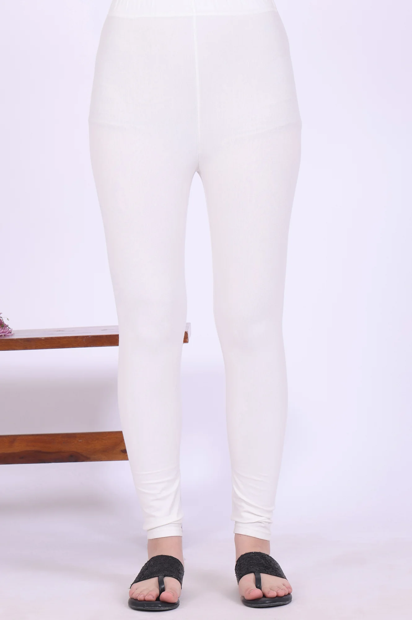 White Yarn Dyed Pure Cotton Anarkali with Leggings & Dupatta Set - Image 9
