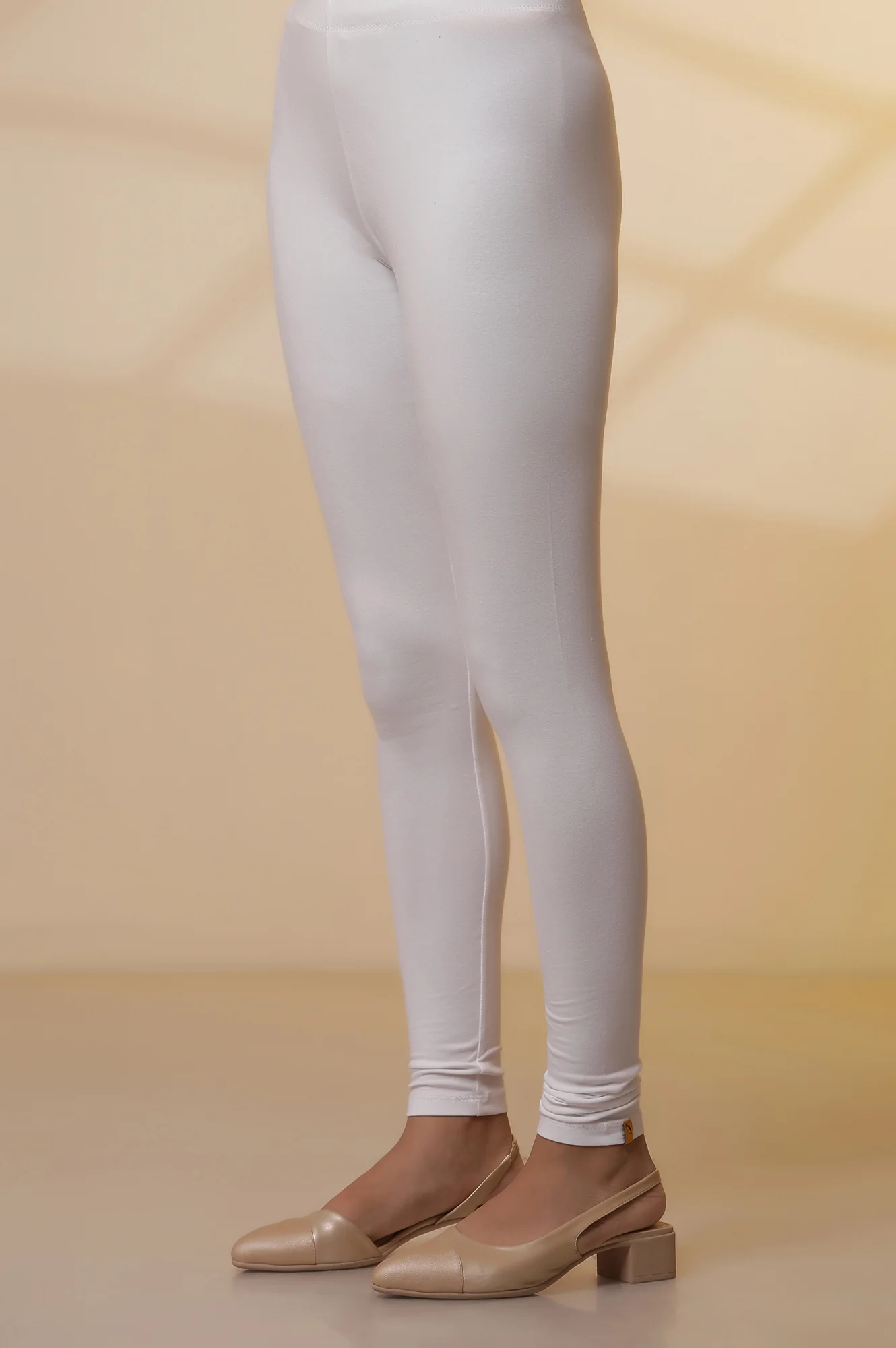 Yellow and White Striped Cotton Lurex Flared Kurta and Tights Set - Image 9