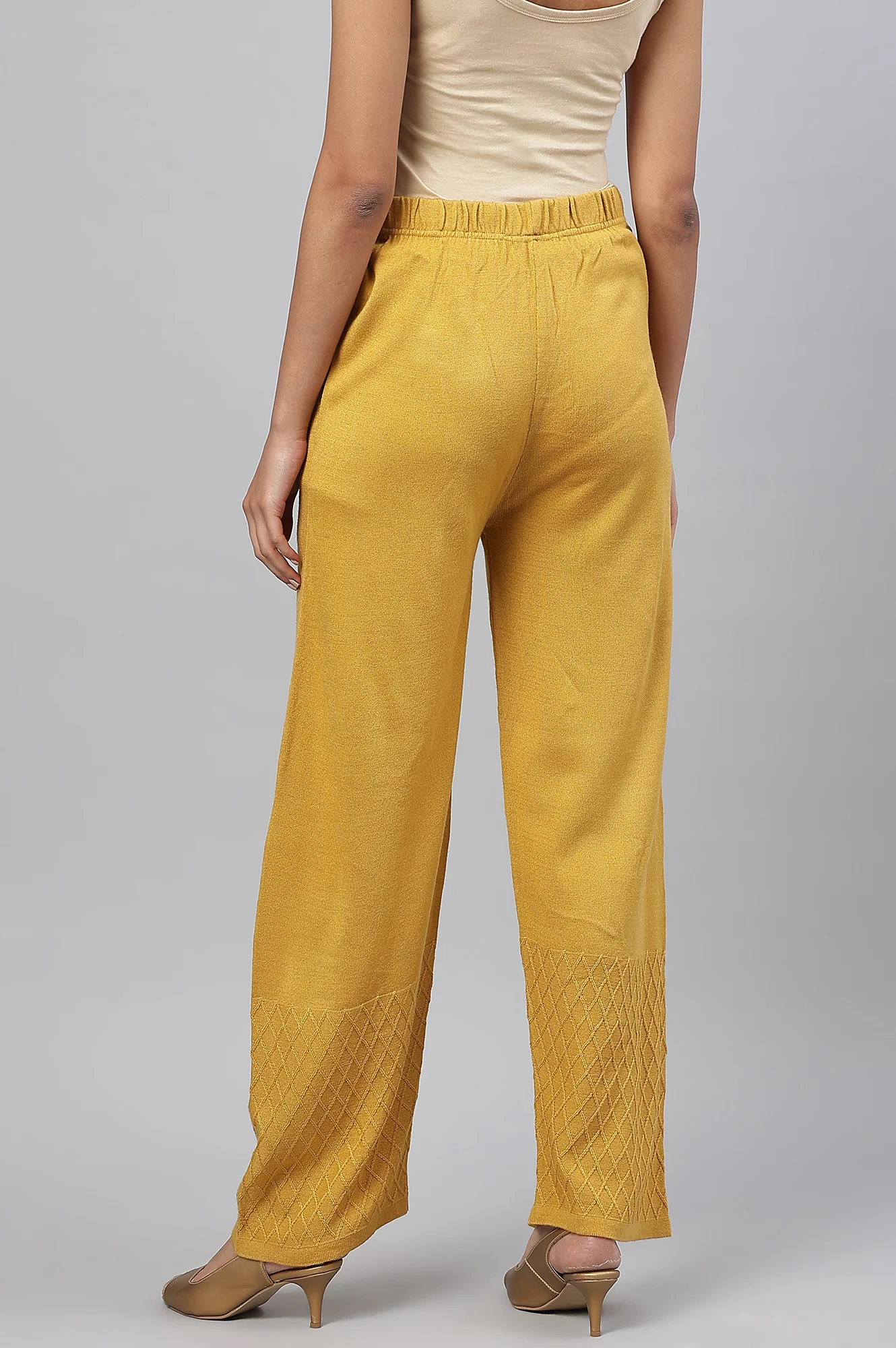 Yellow Ankle Length Straight Winter Palazzo - Image 4