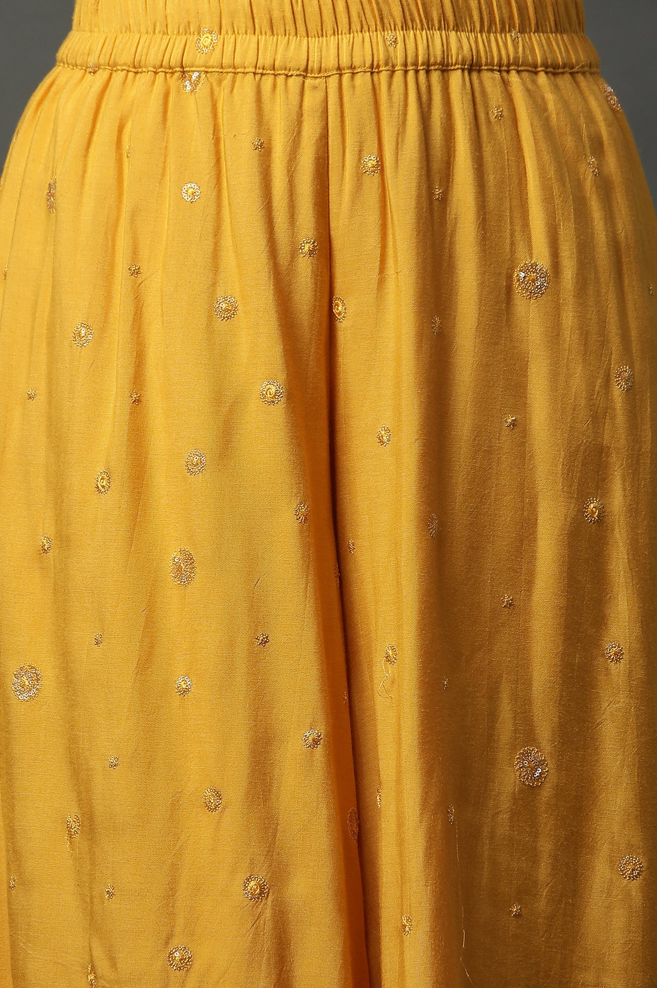 Yellow Embroidered Gilet, Crop-Top and Palazzo Set - Image 12