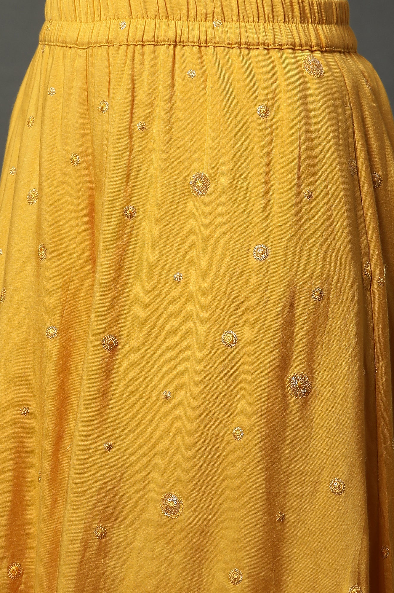 Yellow Embroidered Gilet, Crop-Top and Palazzo Set - Image 13