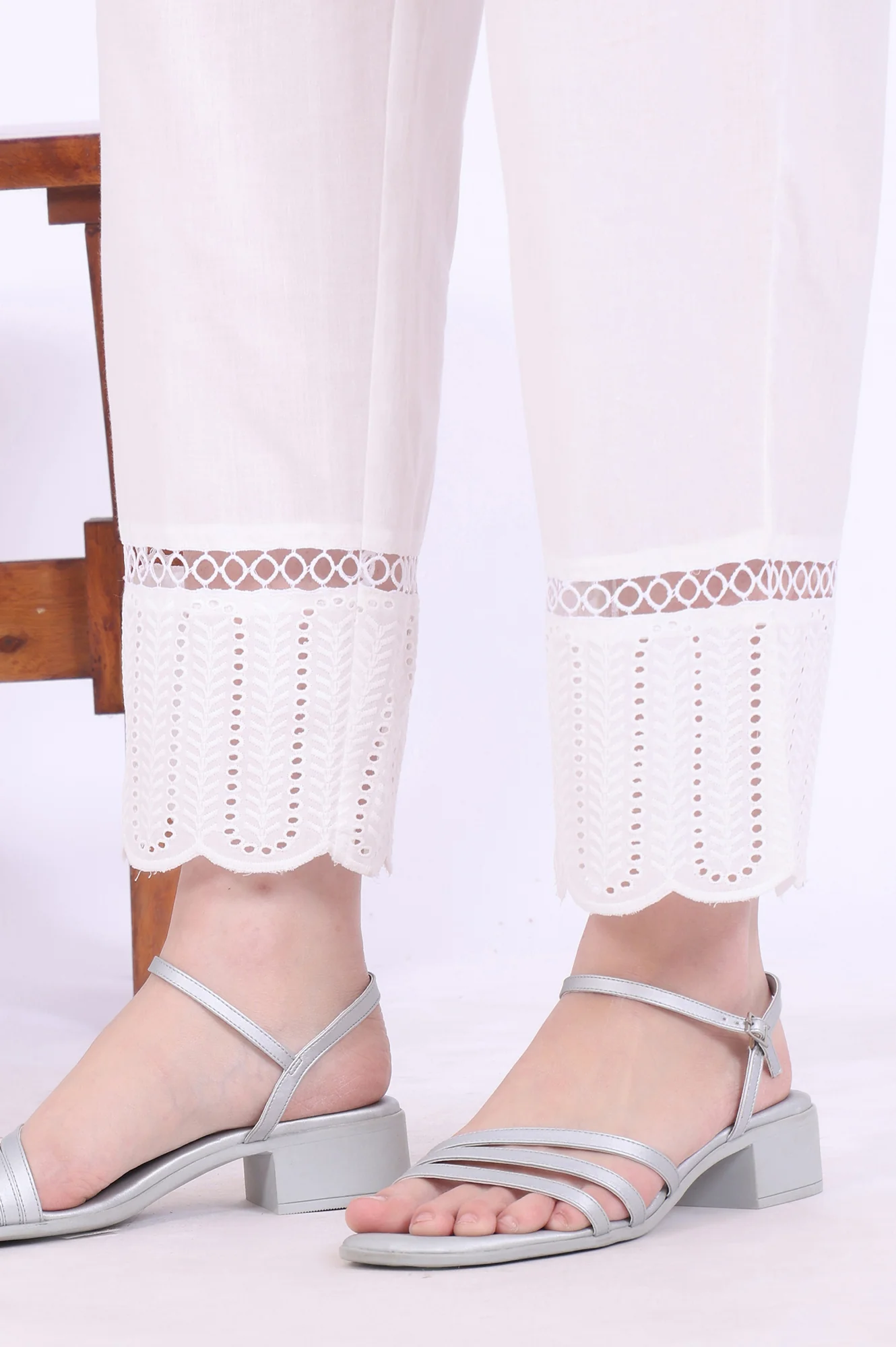 Yellow Embroidered Pure Cotton Straight Kurta with Palazzos & Dupatta Set - Image 9