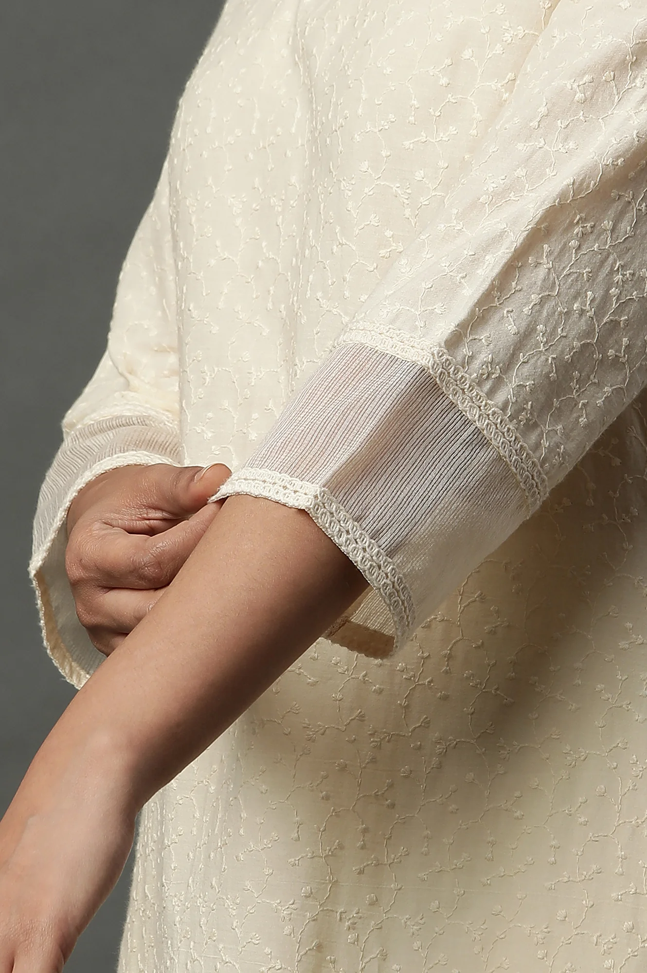 Yellow Embroidered Schiffli Kurta - Image 8