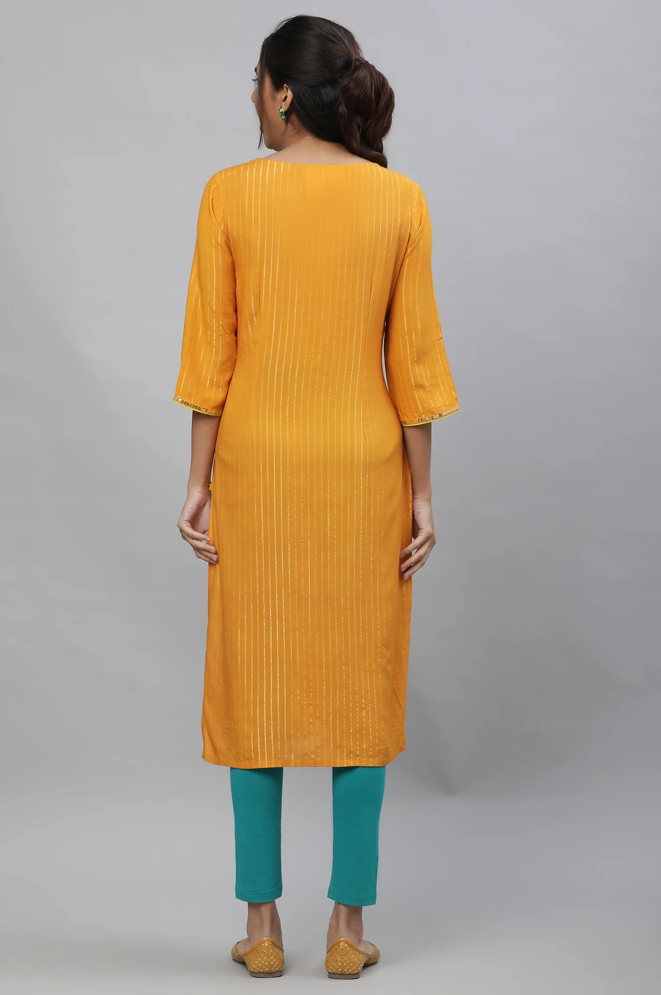 Yellow Embroodered Festive Kurta - Image 3