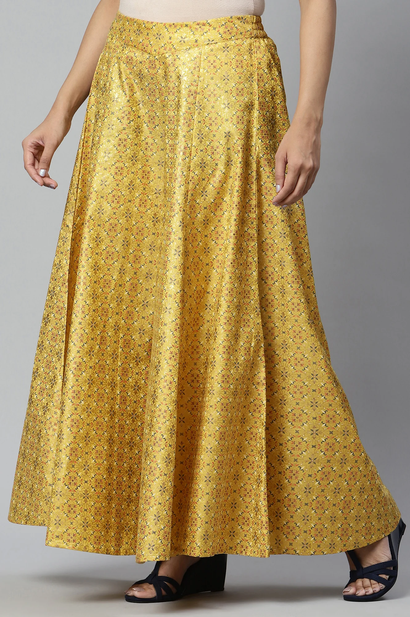 Yellow Flared Solid Palazzo - Image 3