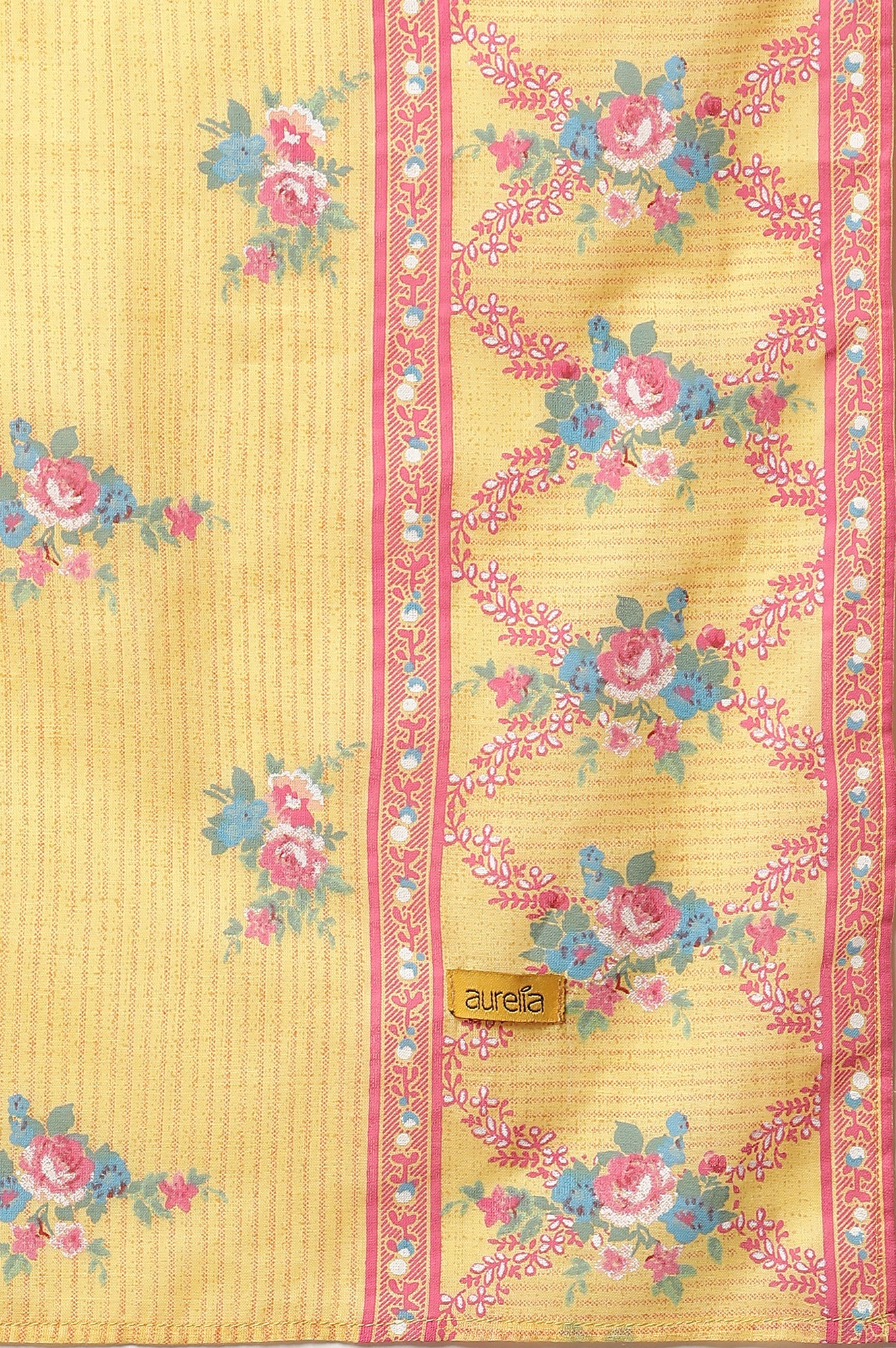 Yellow Floral Printed Cotton Dupatta - Image 7