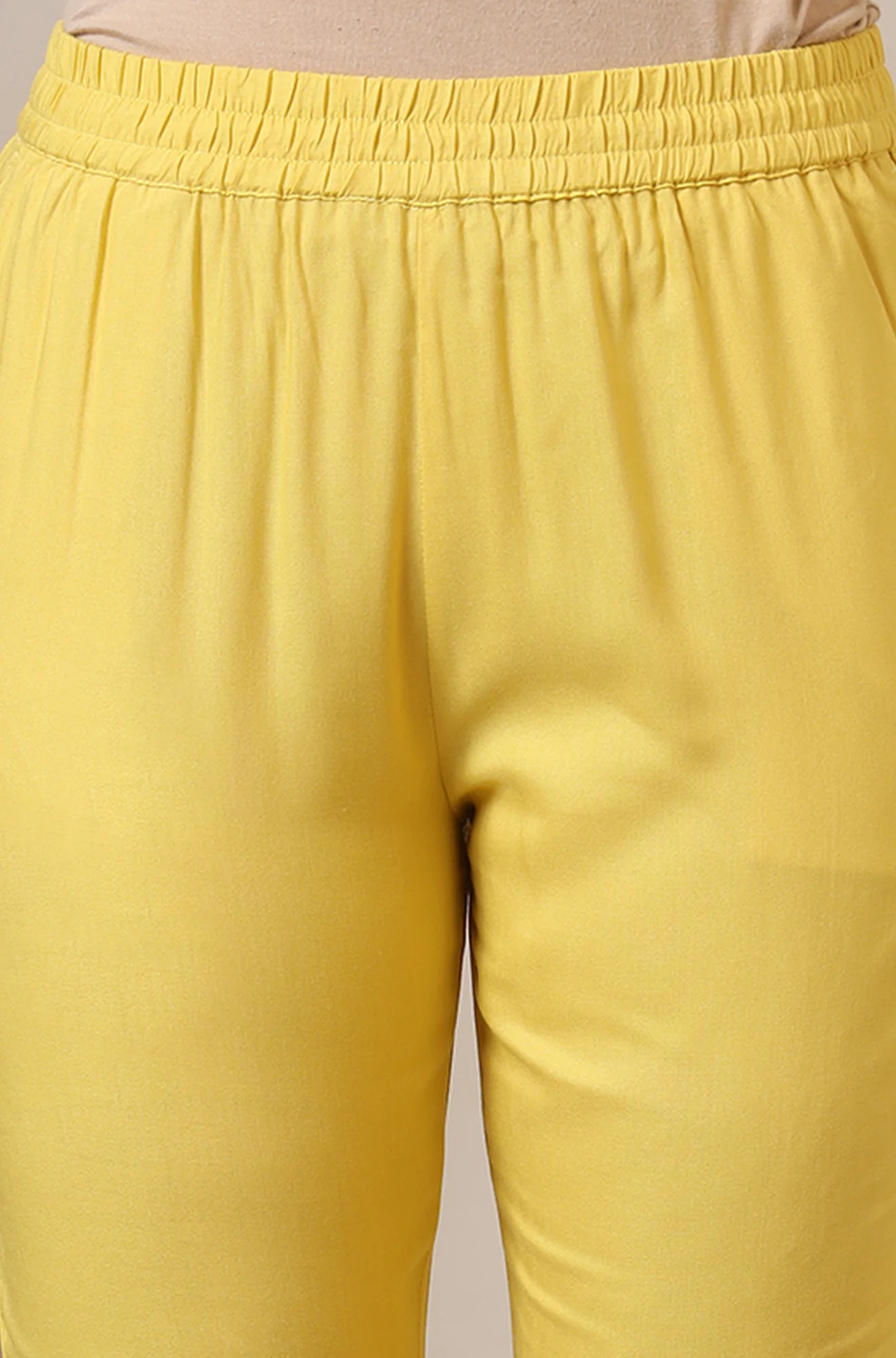 Yellow Floral Printed with Lace Straight Kurta, Trousers and Dupatta Set - Image 9