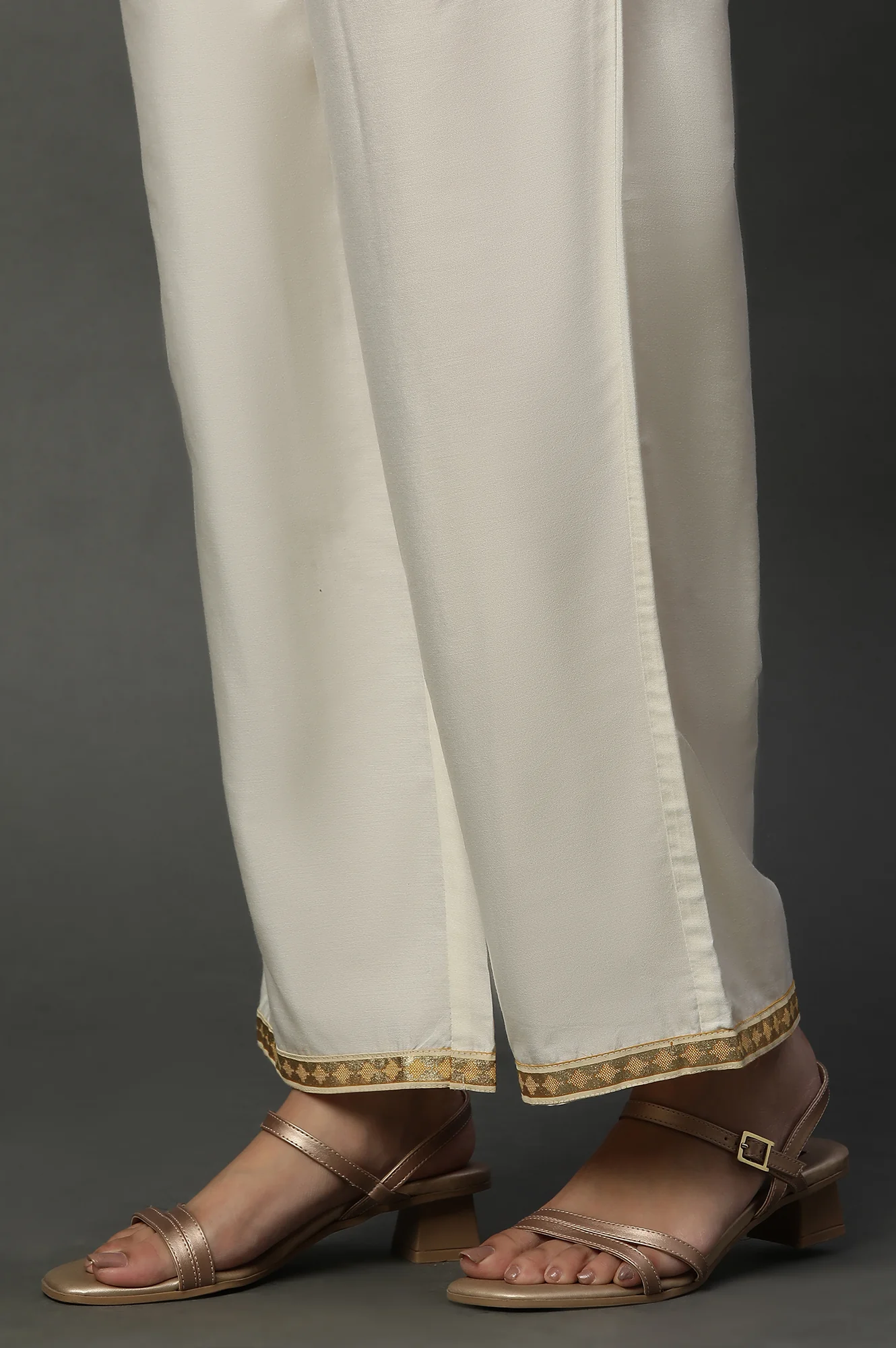 Yellow Foil Printed Embroidered Straight Kurta Pants and Dupatta Set - Image 10