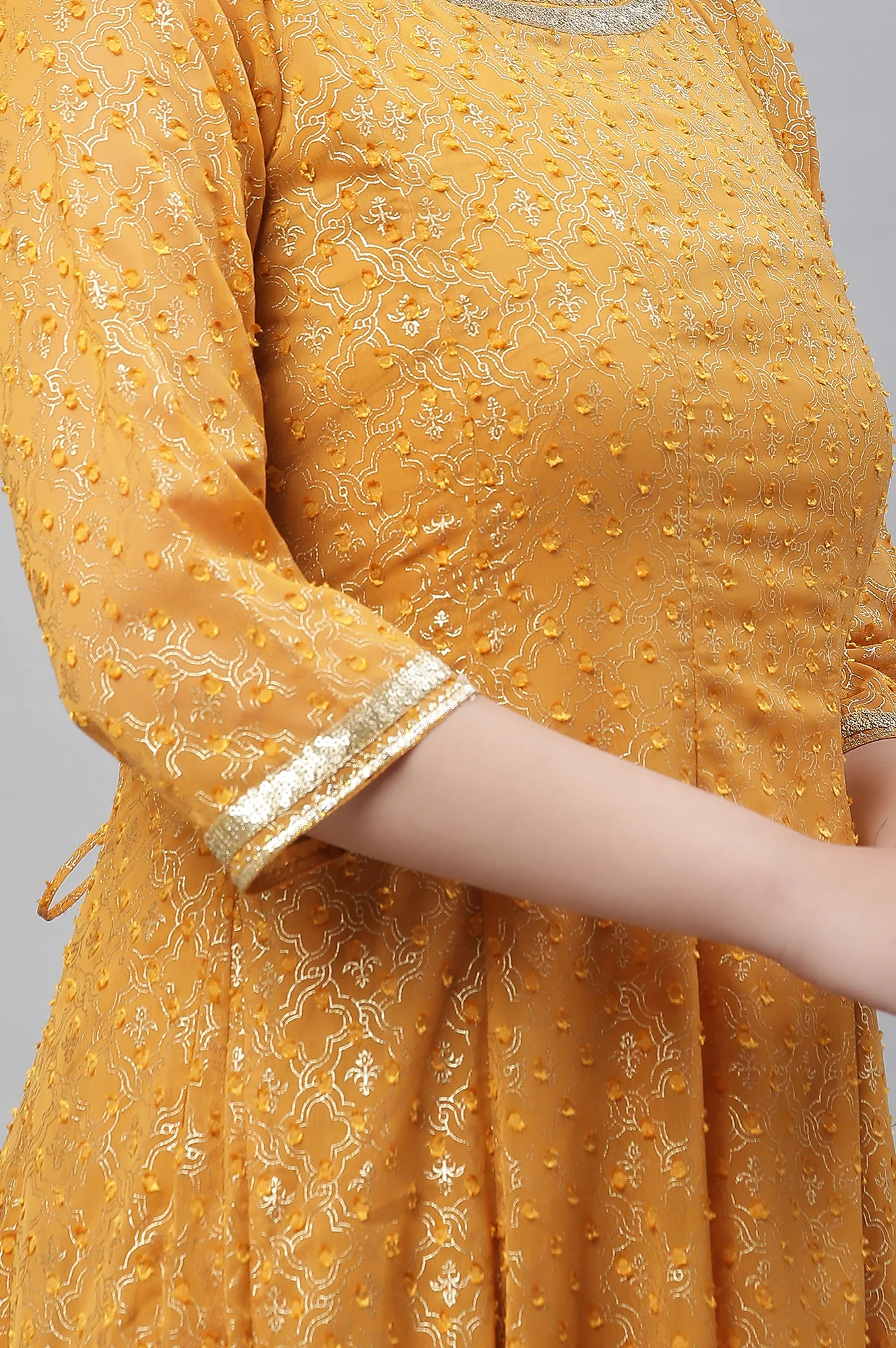 Yellow Kalidar Ethnic Long Kurta - Image 7