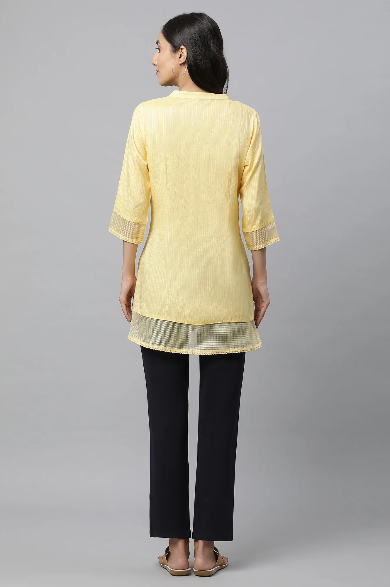 Yellow Panelled Western Aurelia Kurti - Image 4